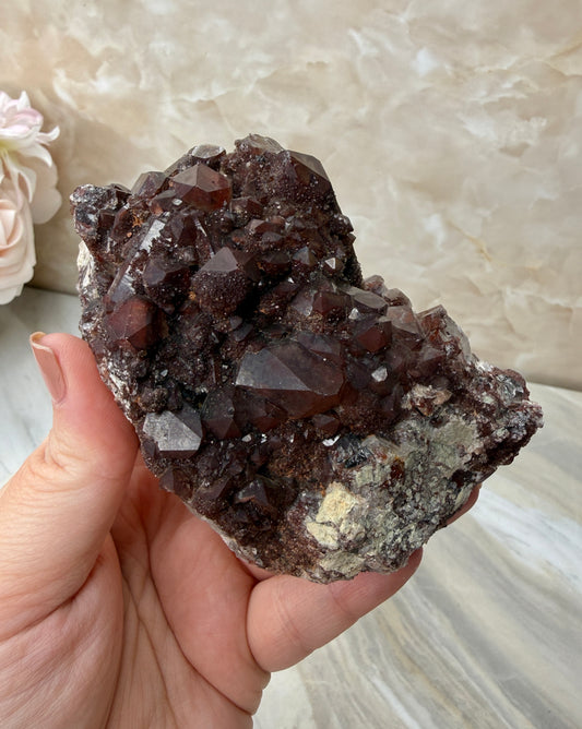 Red Hematite Quartz Cluster from Morocco