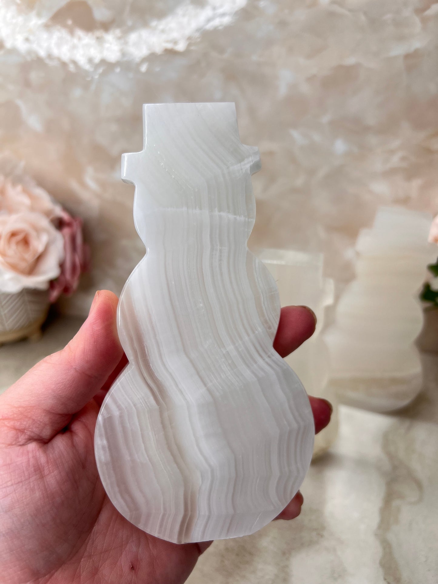 White Onyx Snowman Carving