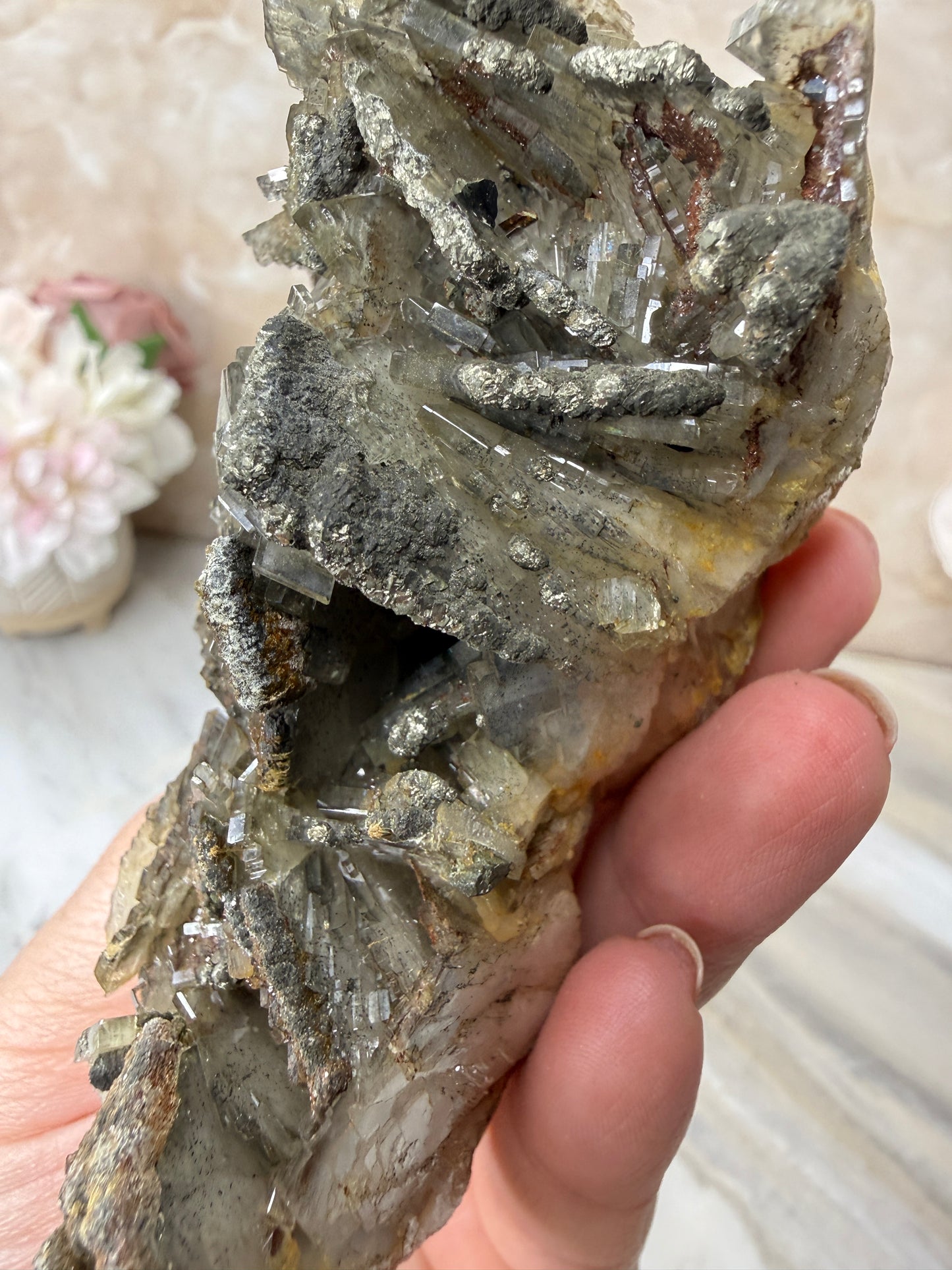 Barite with Pyrite Cluster from Morocco
