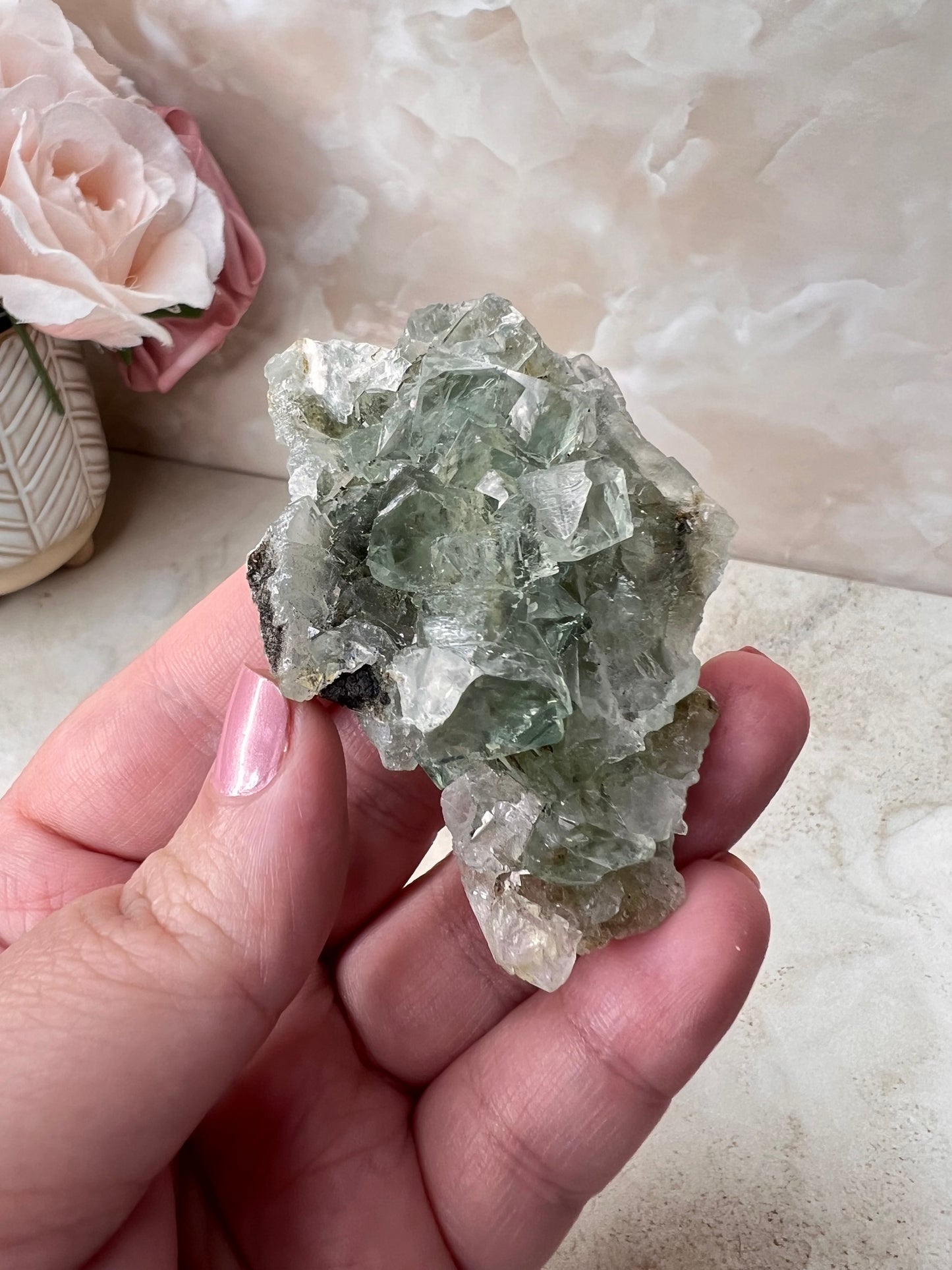 Glass Green Fluorite Cluster