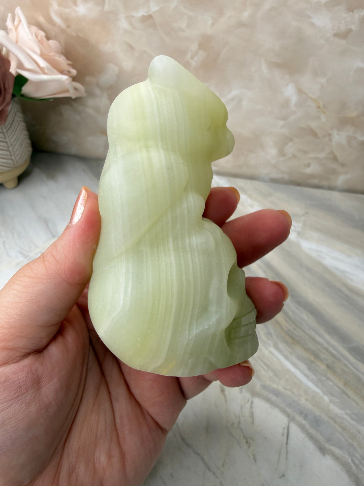 Onyx Owl & Skull Carving