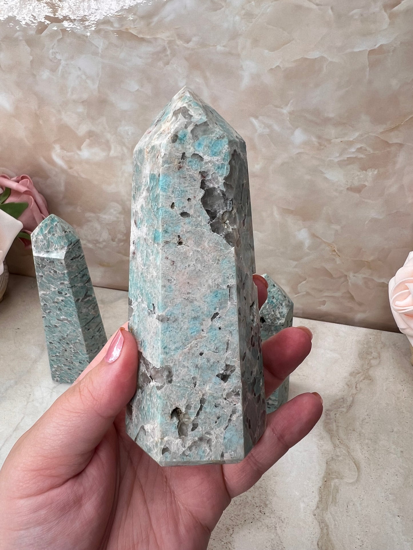 Amazonite & Smokey Quartz Tower