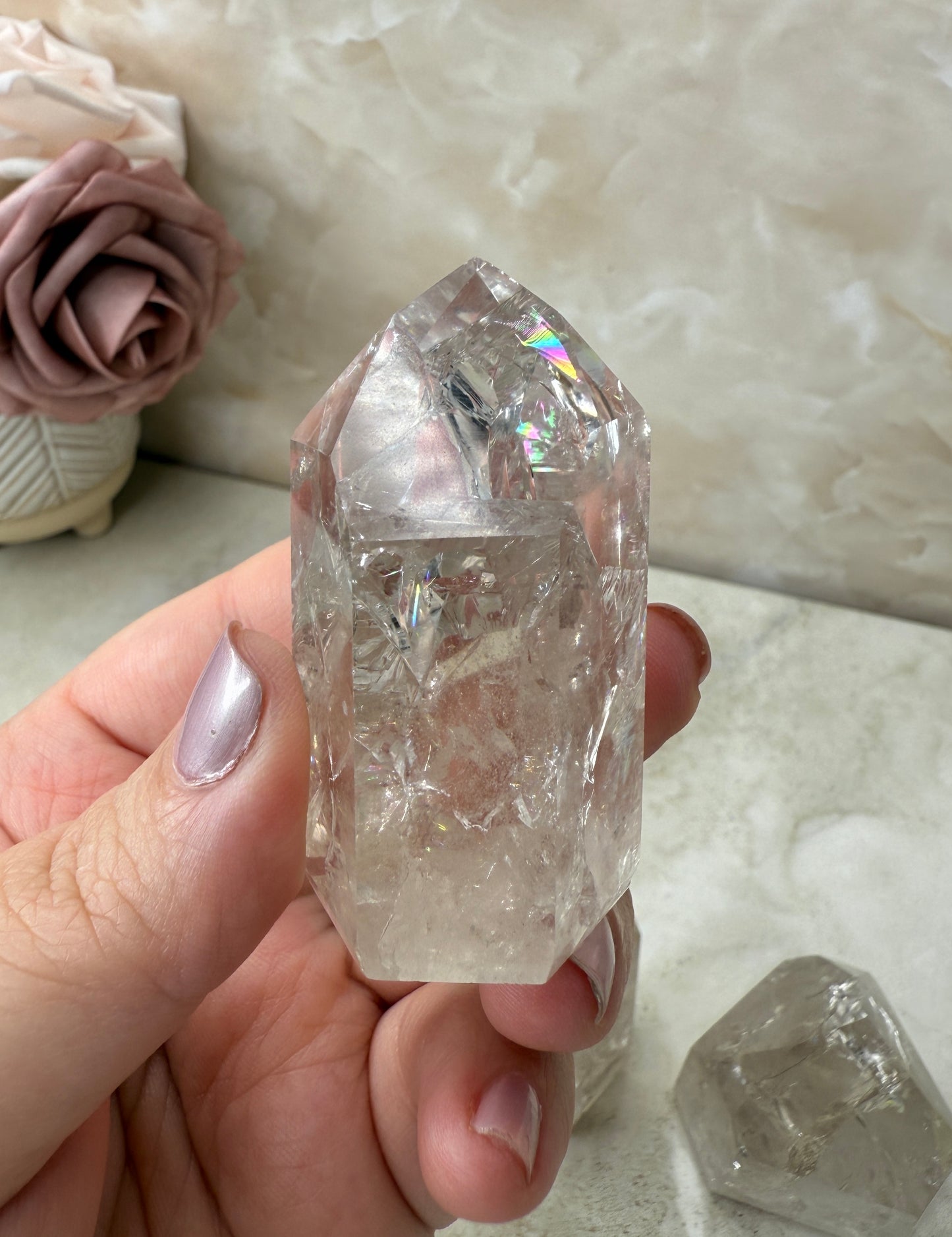 Crackle Smokey Quartz Tower