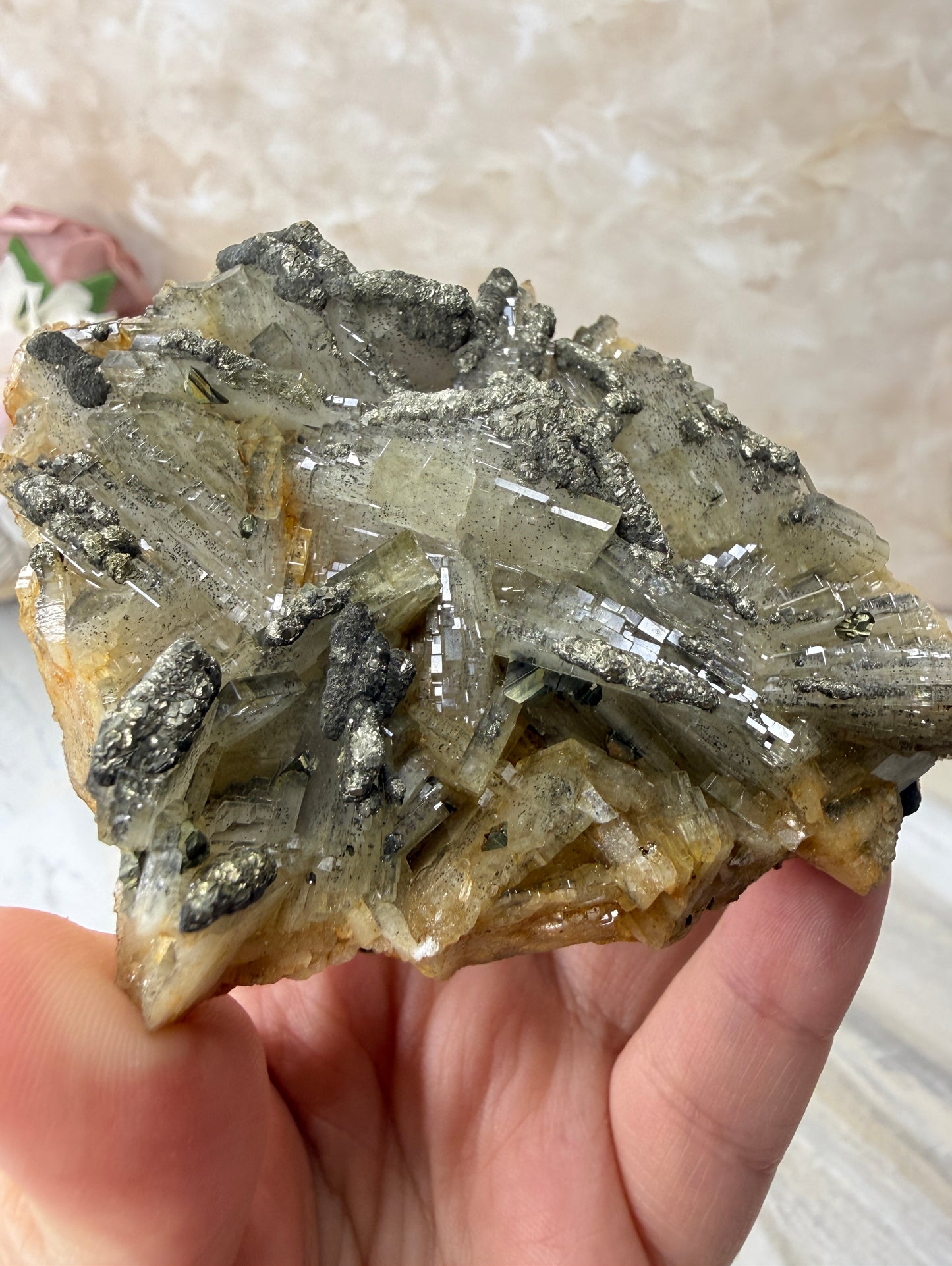Barite with Pyrite Cluster from Morocco