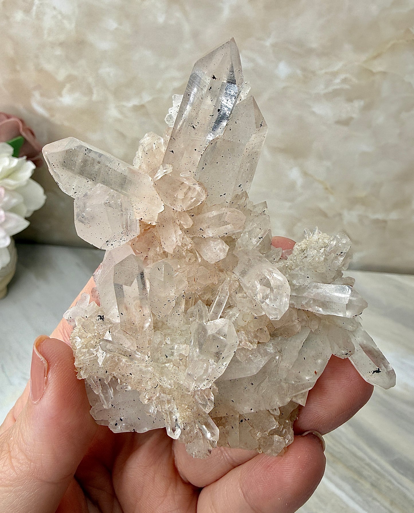 Pink Himalayan Quartz Cluster