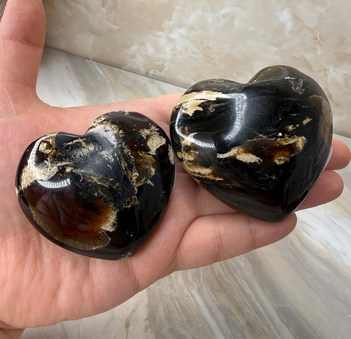 UV Reactive Indonesian Blue Amber Heart
