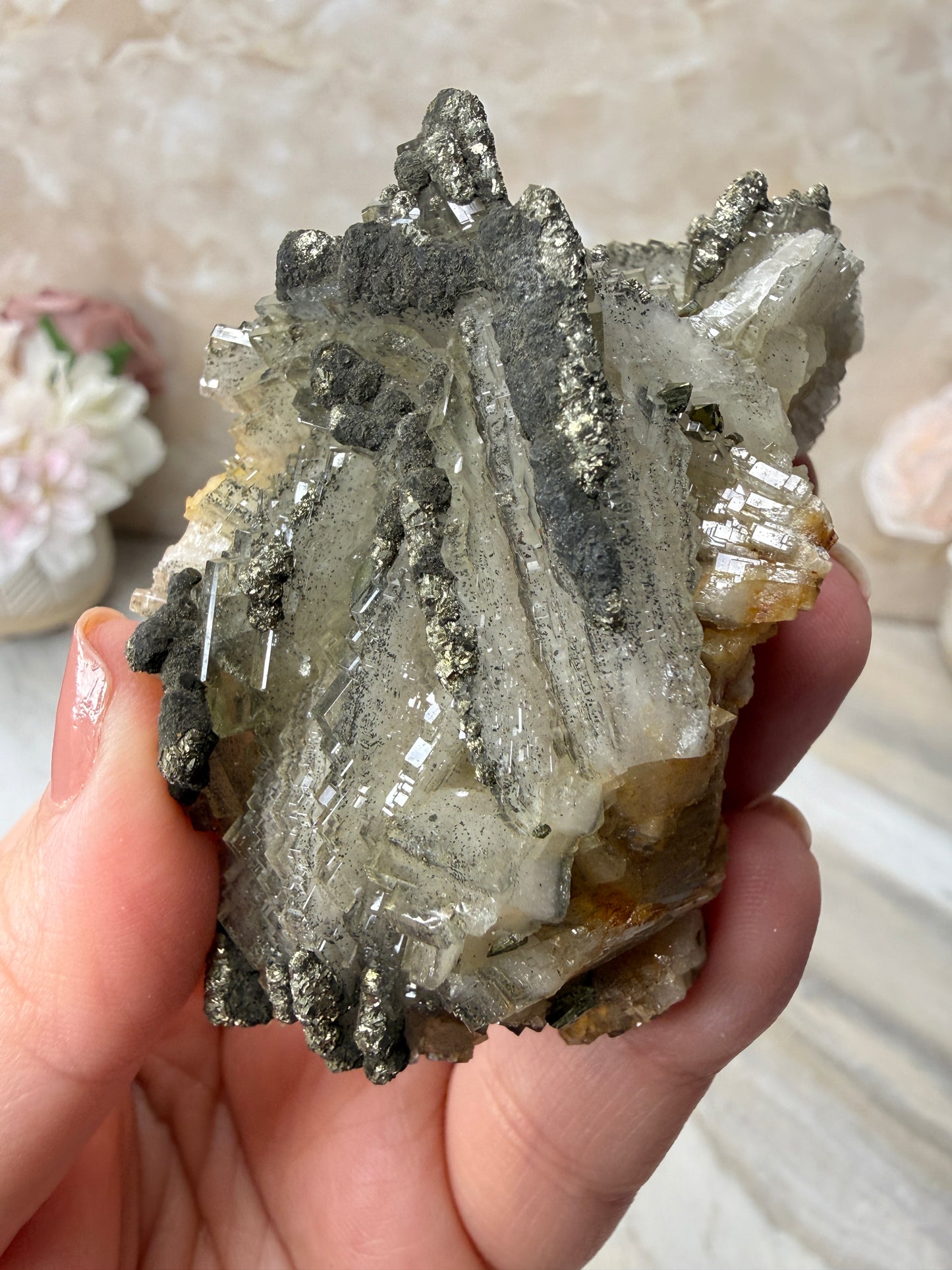 Barite with Pyrite Cluster from Morocco