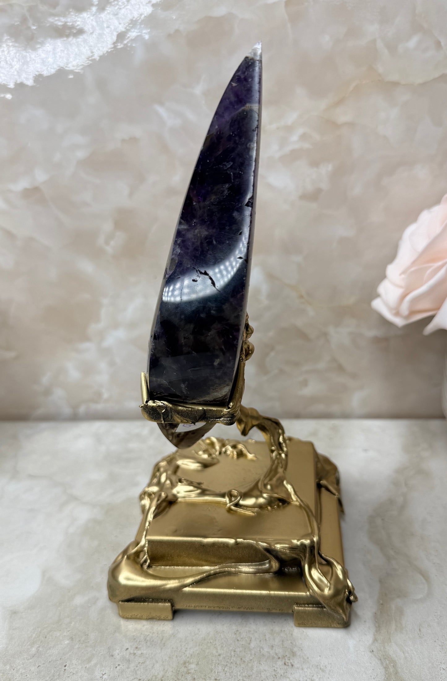 Amethyst Flame on Gold Stand