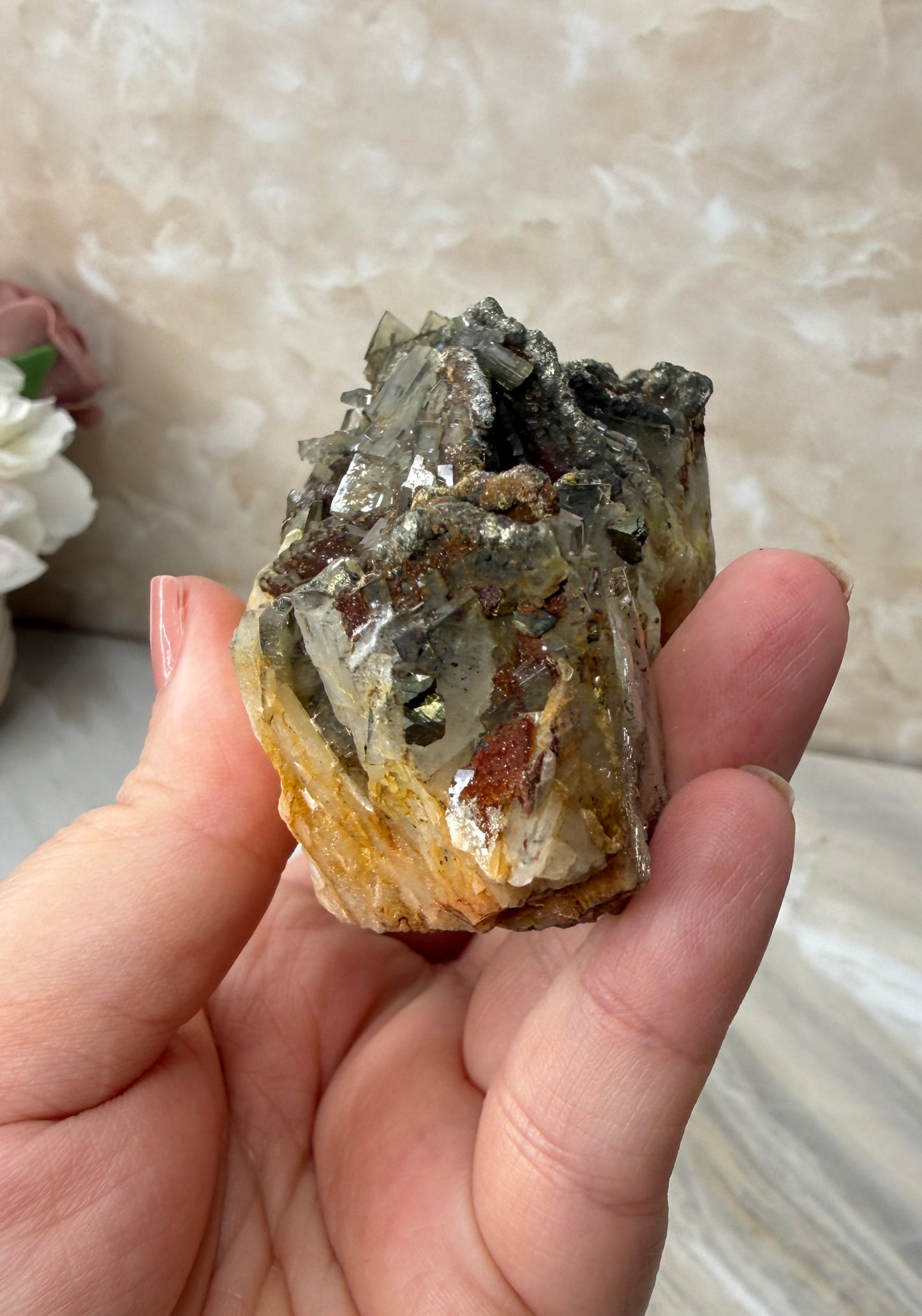 Barite with Pyrite Cluster from Morocco