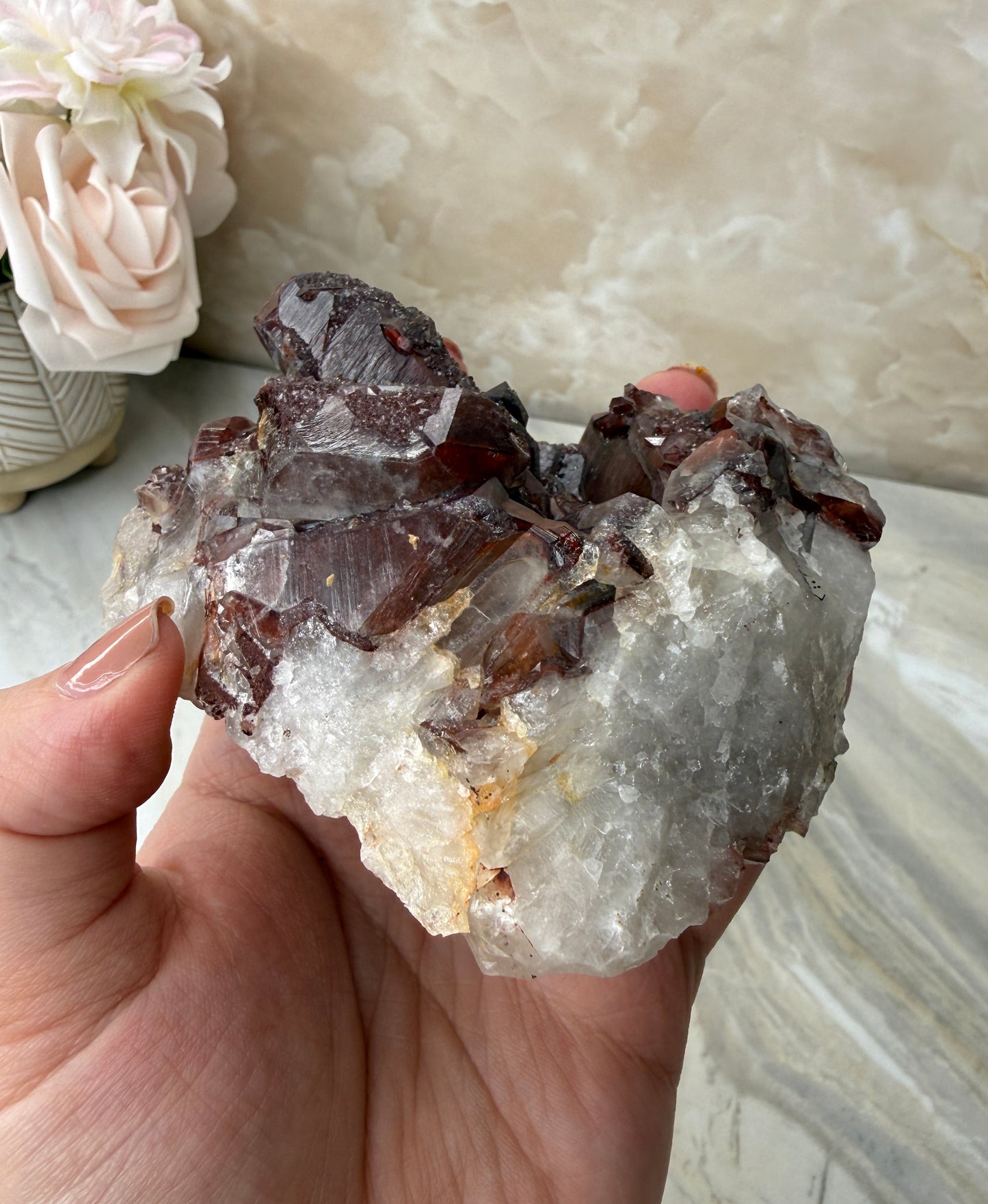 Red Hematite Quartz Cluster from Morocco