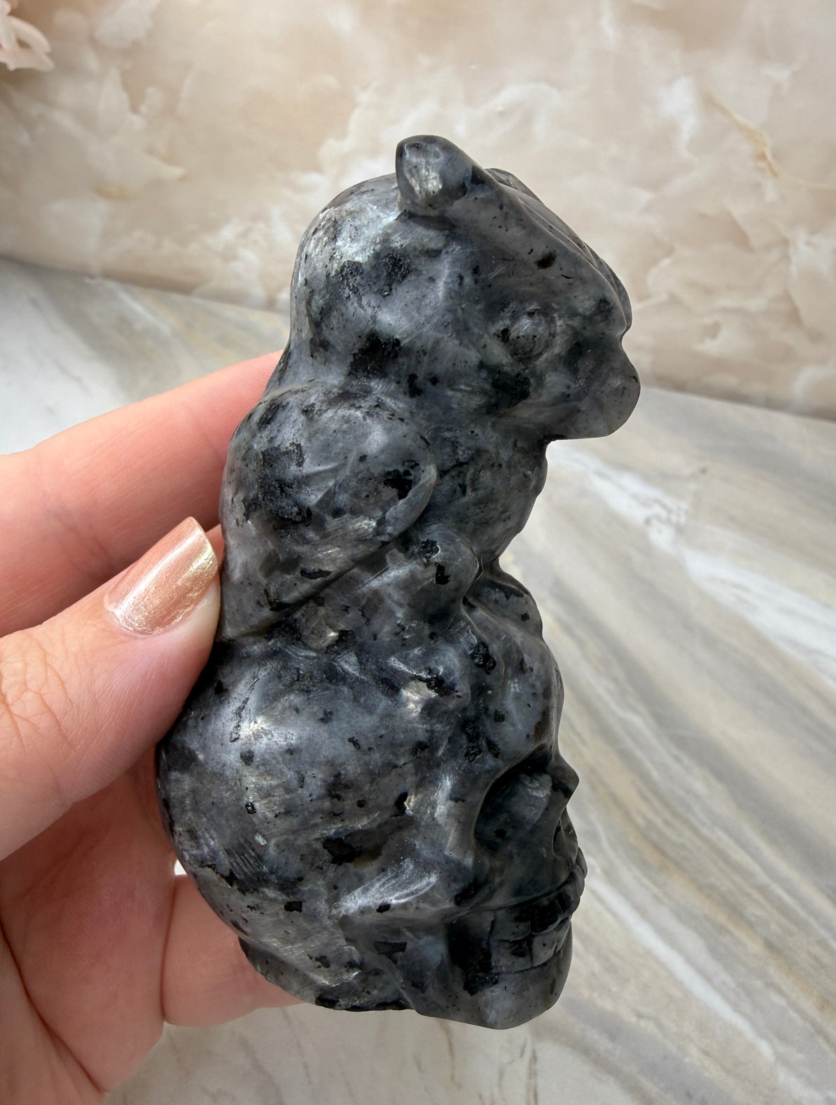 Larvikate Owl & Skull Carving