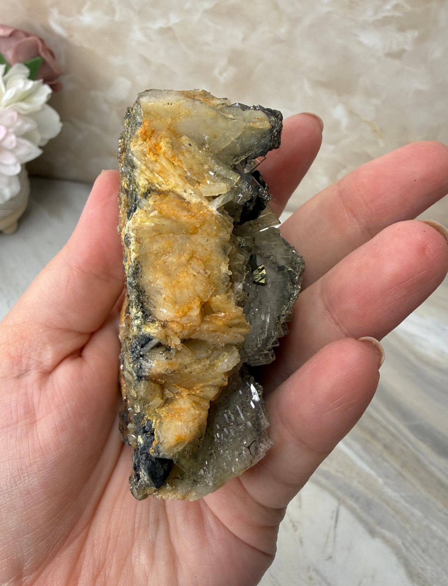 Barite with Pyrite Cluster from Morocco