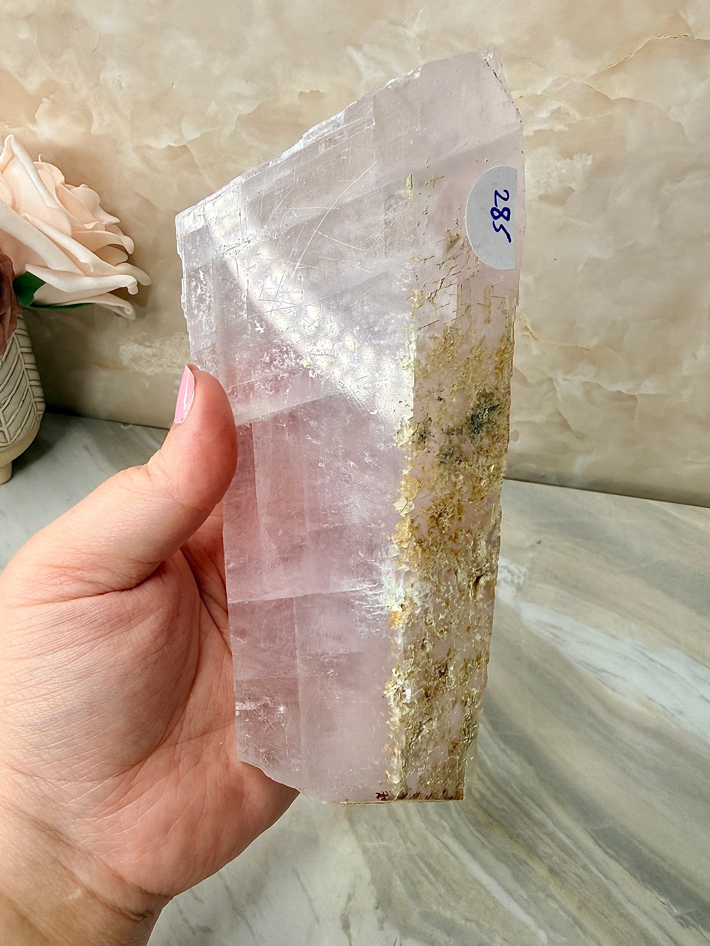Half Polished Purple Calcite from Madagascar