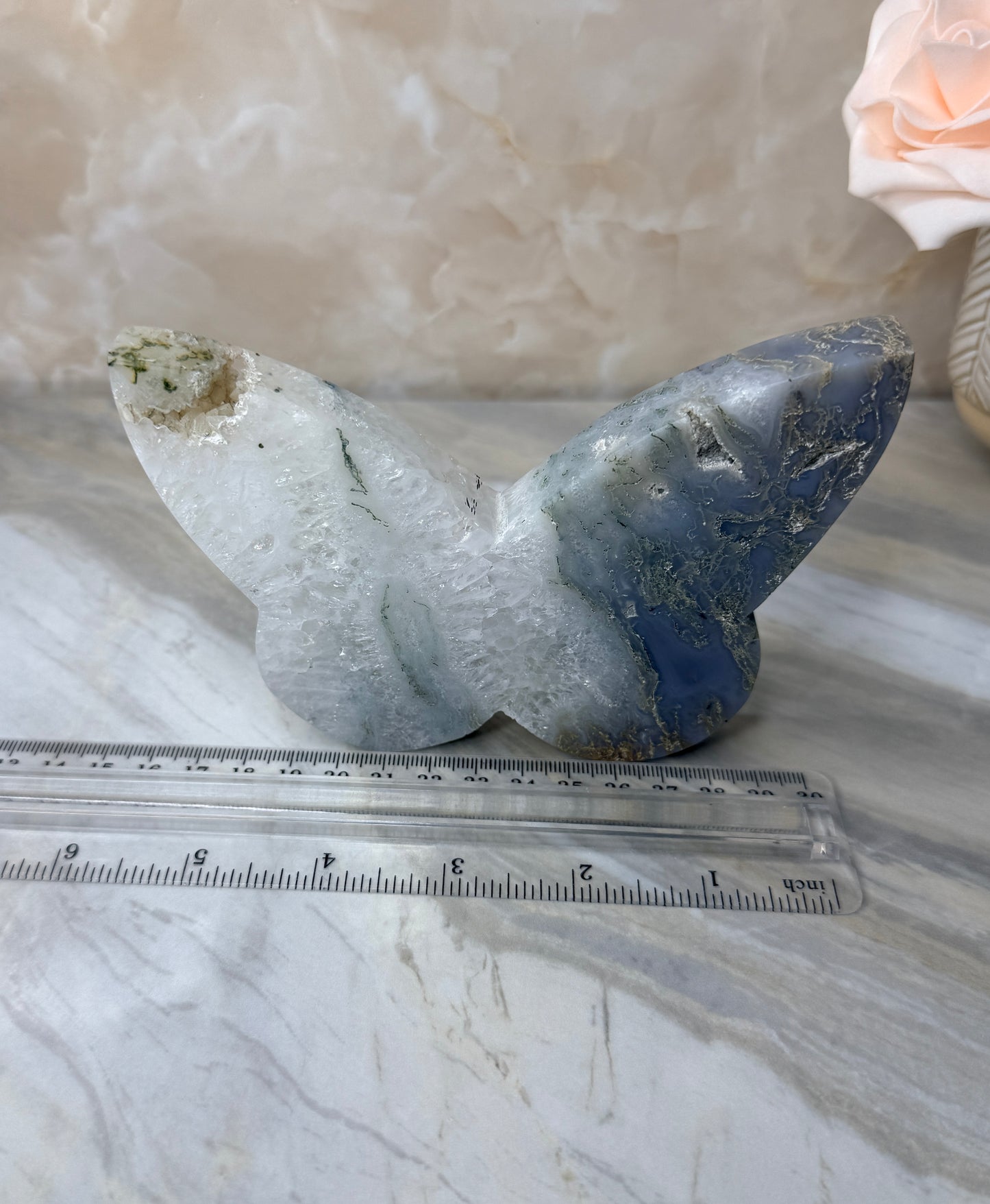Moss Agate Self-standing Butterfly