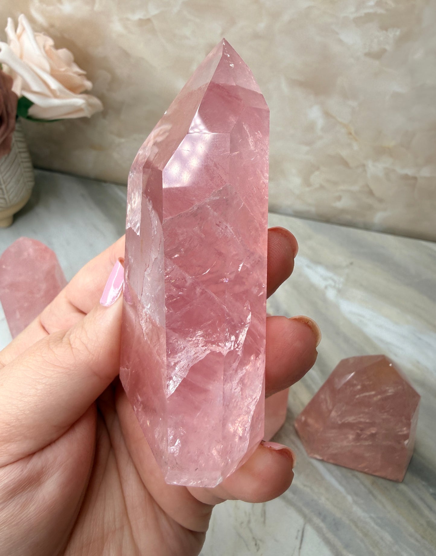 High Quality Rose Quartz Tower