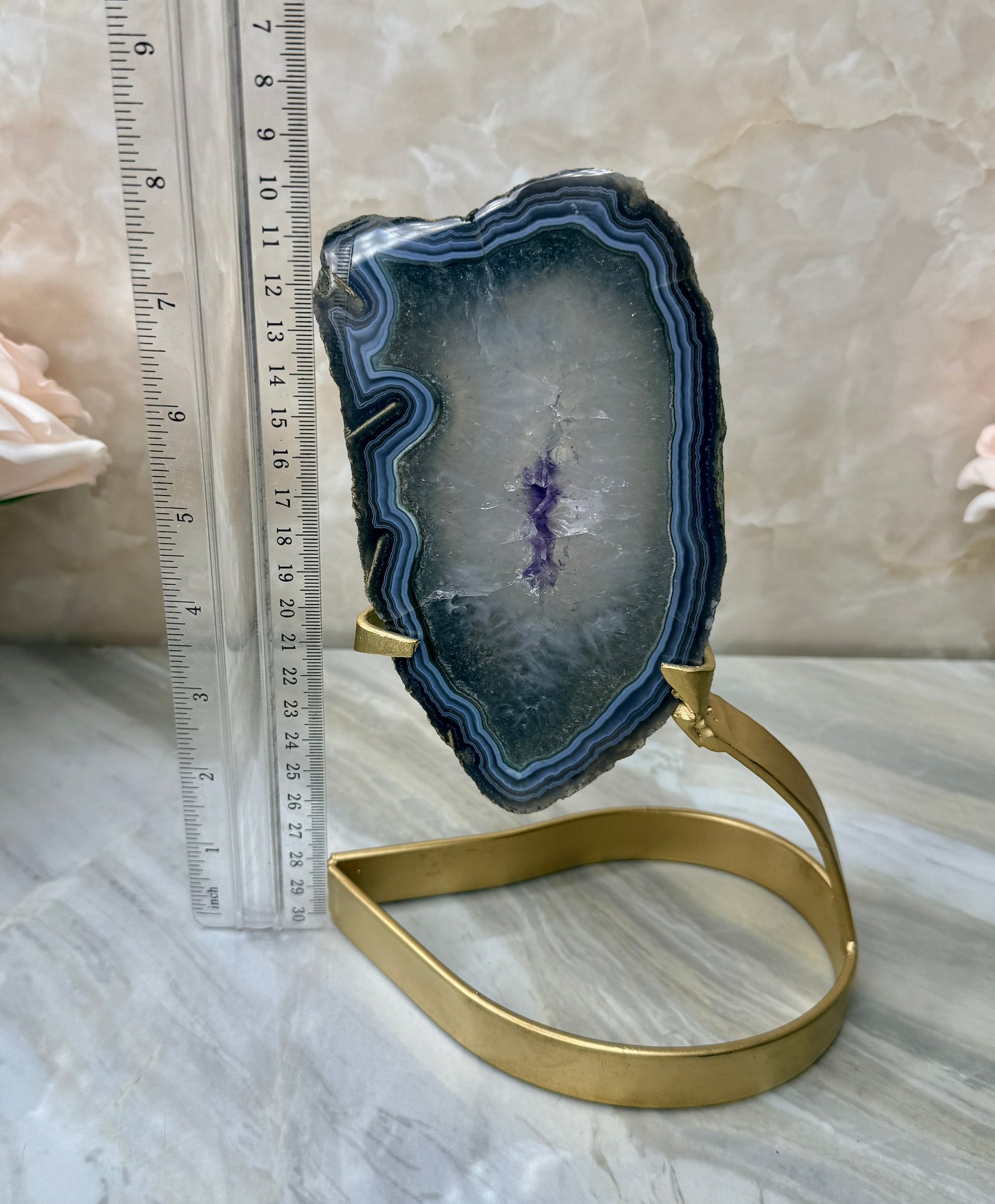 Amethyst & Agate Slab on Stand