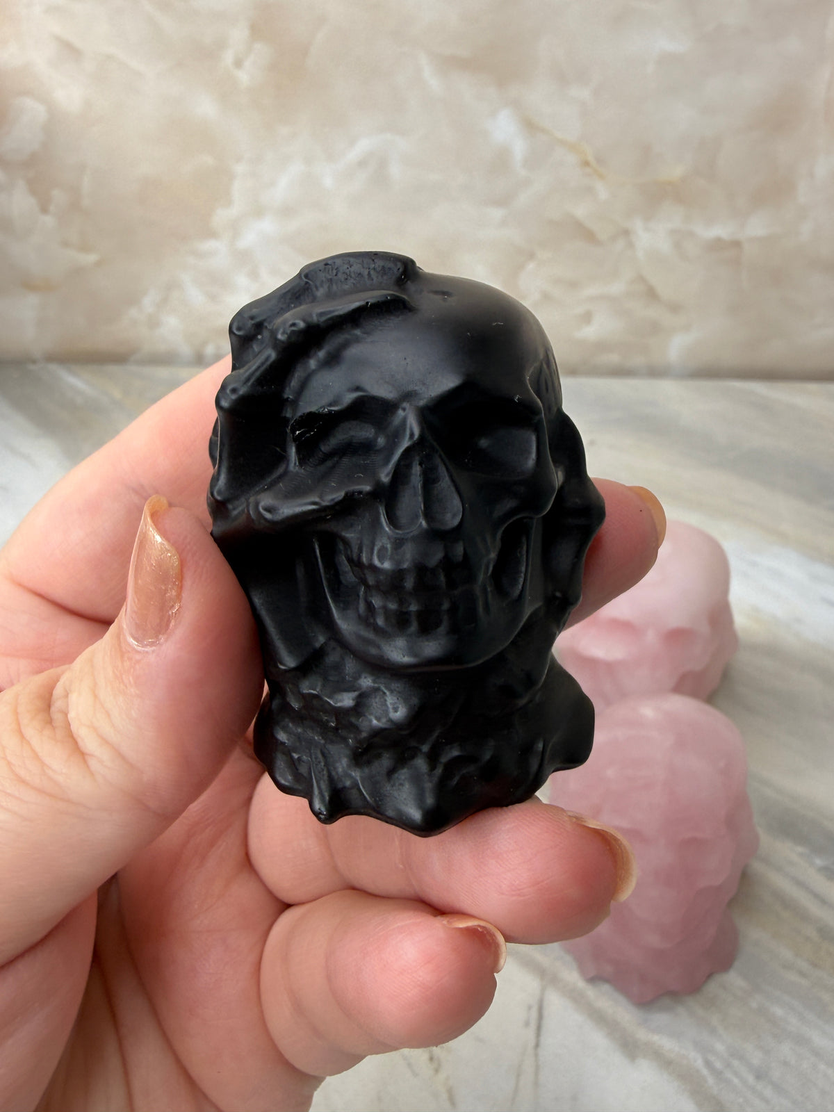 Crystal Skull in Hand Carving