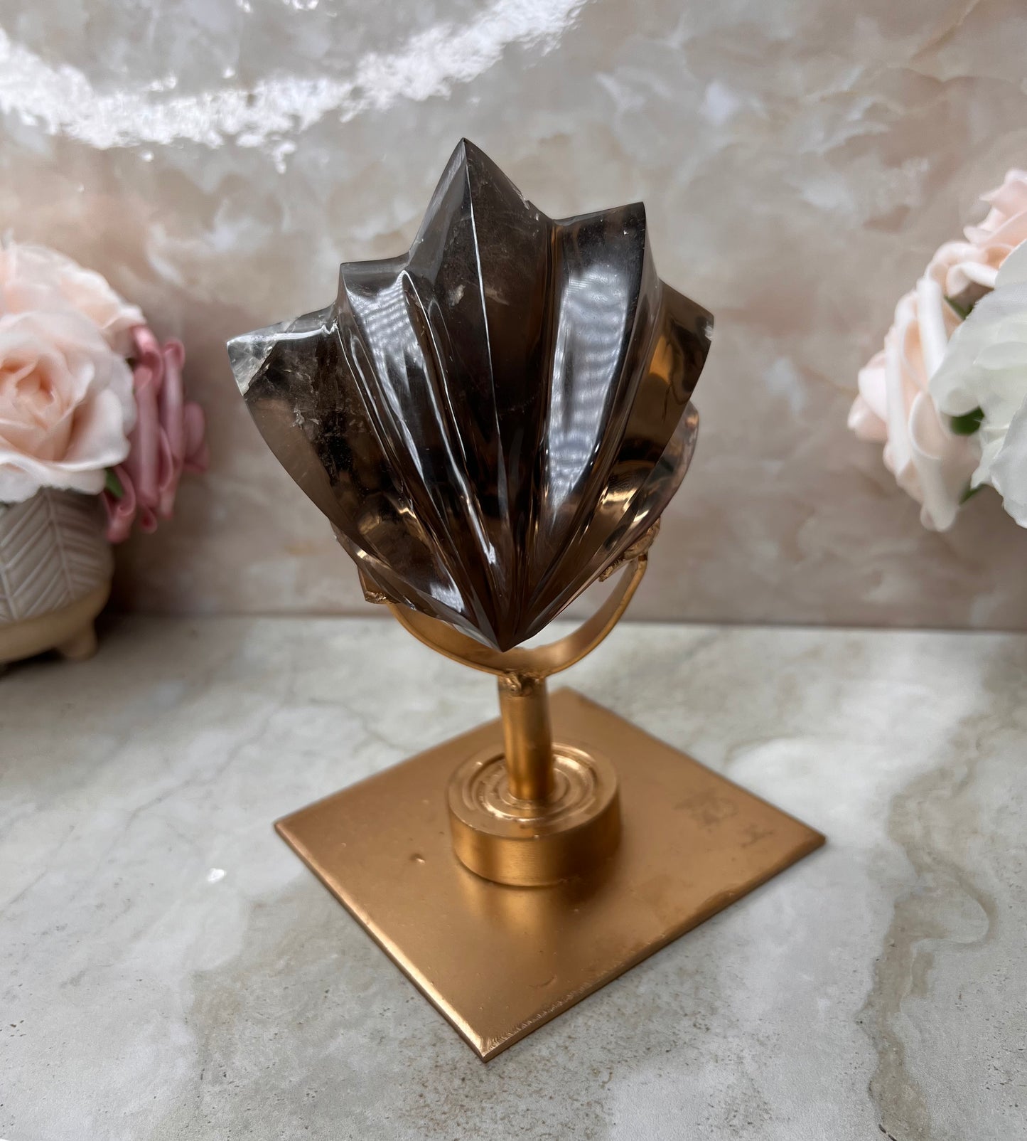 Smokey Quartz Shooting Star on Rotating Stand