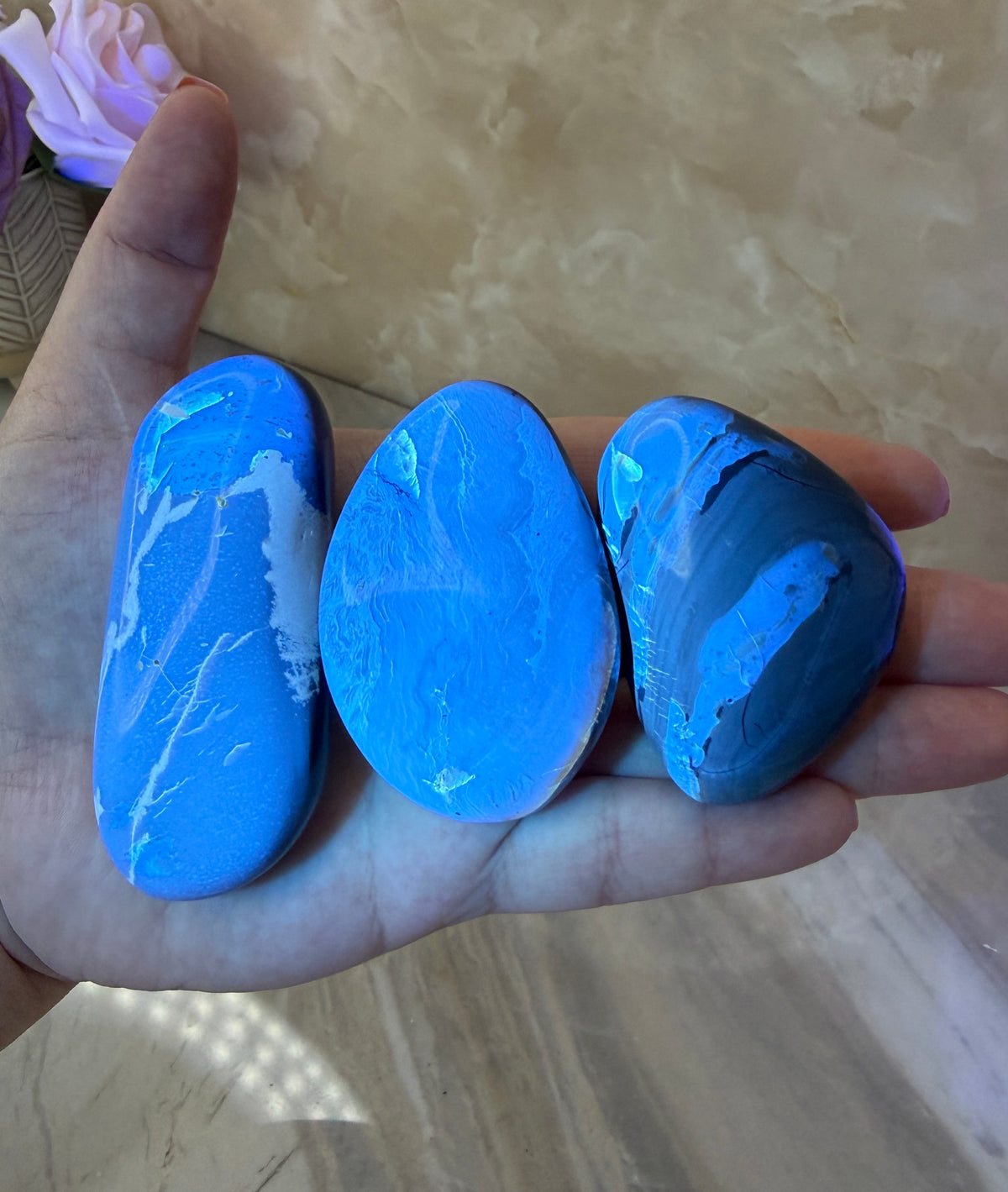 UV Reactive Indonesian Blue Amber Freeform