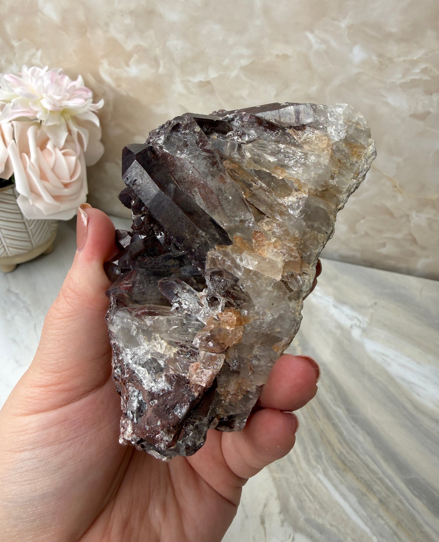Red Hematite Quartz Cluster from Morocco