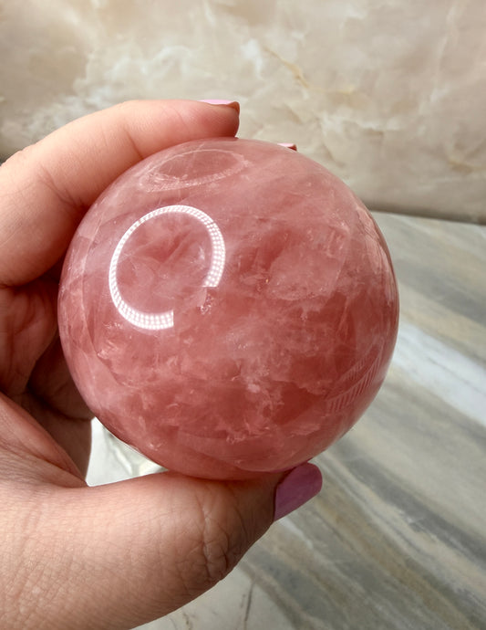 High Quality Star Rose Quartz Sphere 64mm