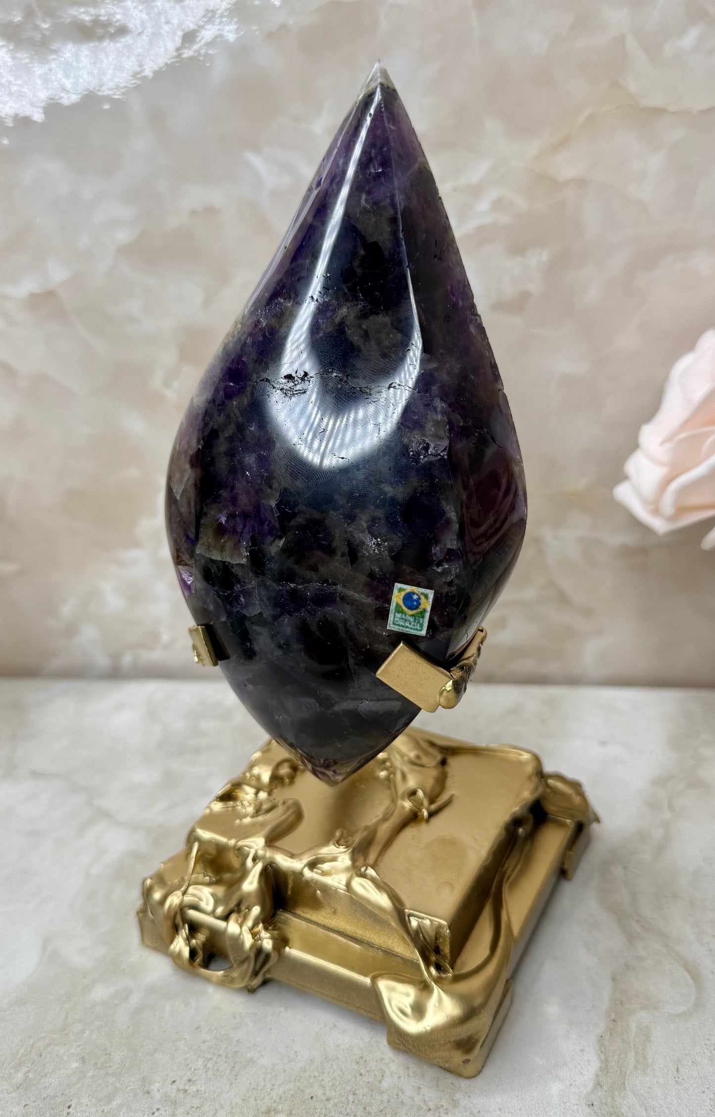 Amethyst Flame on Gold Stand