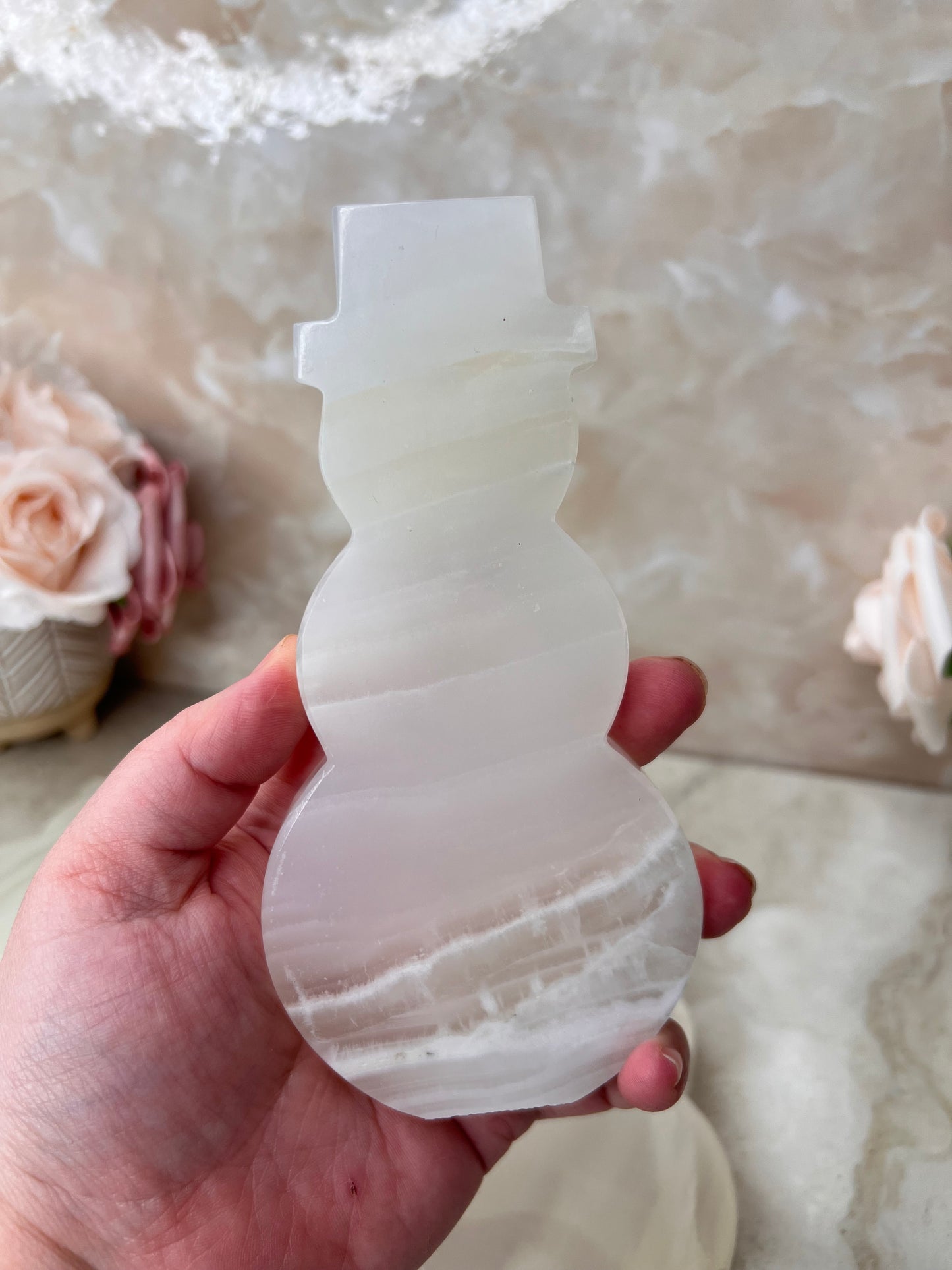 White Onyx Snowman Carving