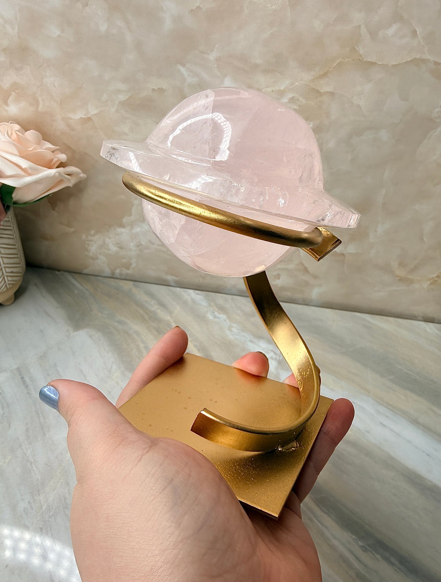 Custom Rose Quartz Planet from Brazil