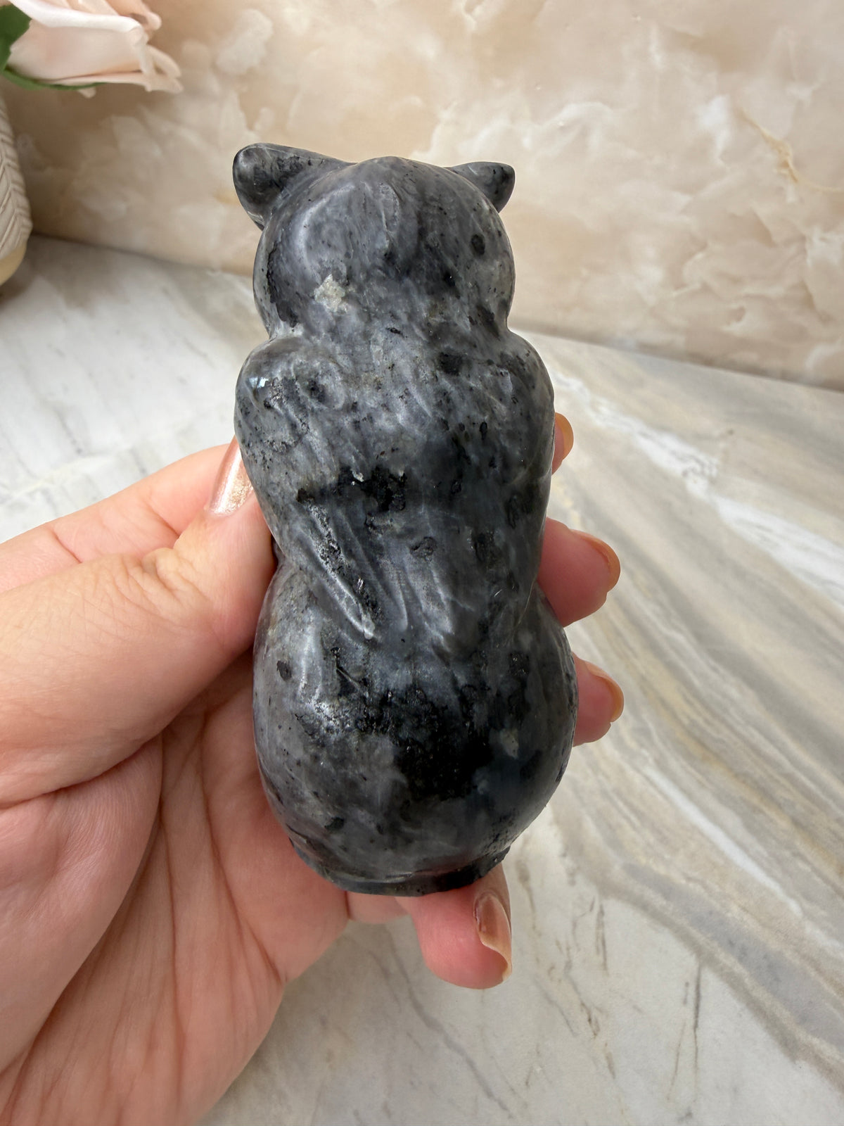 Larvikate Owl & Skull Carving