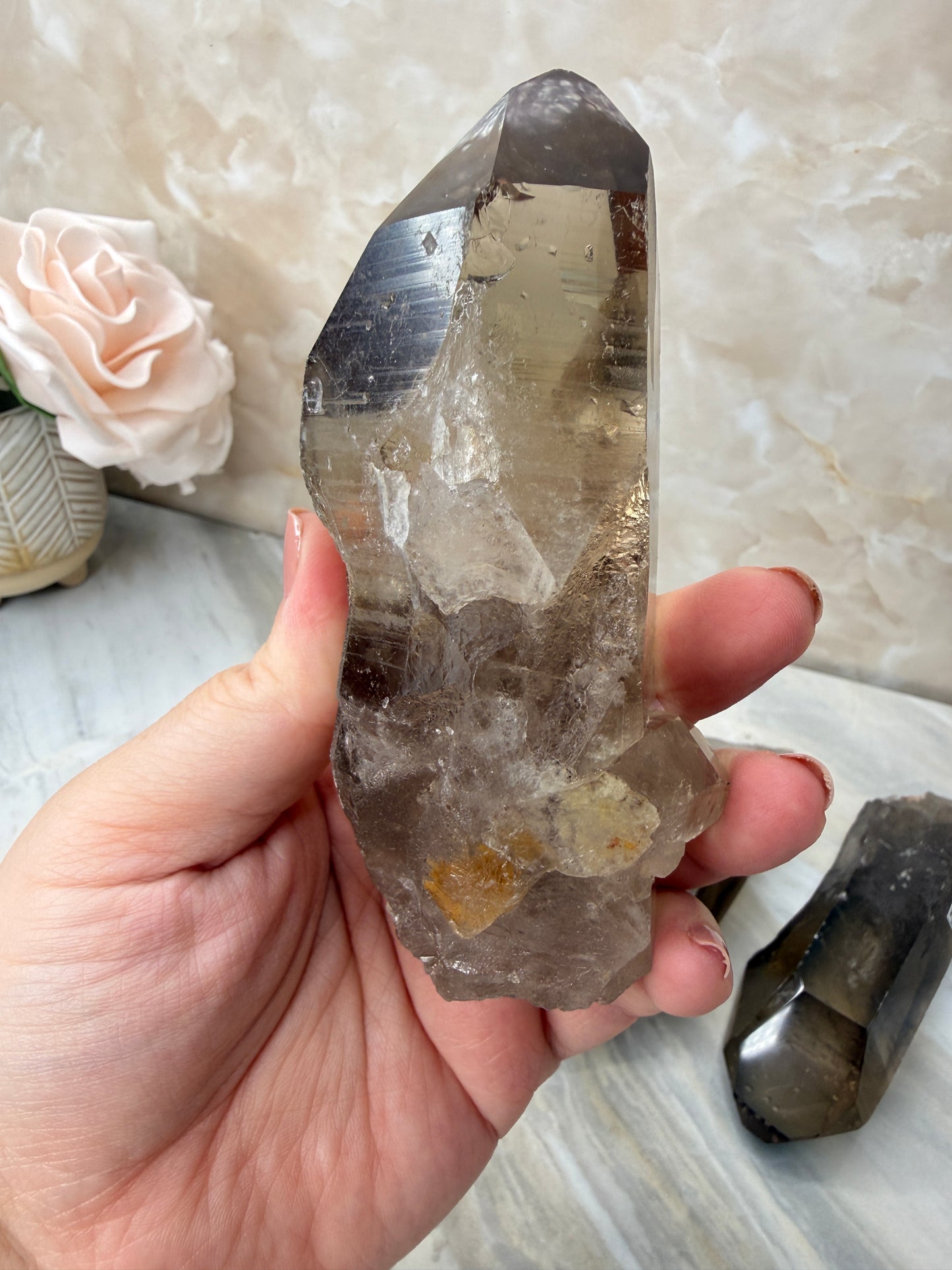 Smokey Lemurian Half Polished