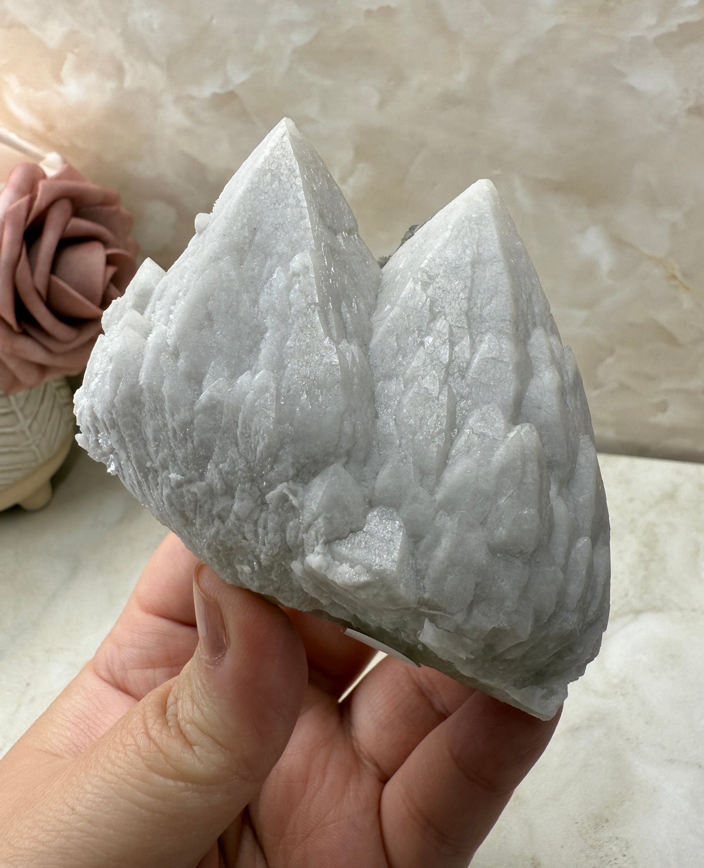 Octohedrical Fluorite on Candle Quartz