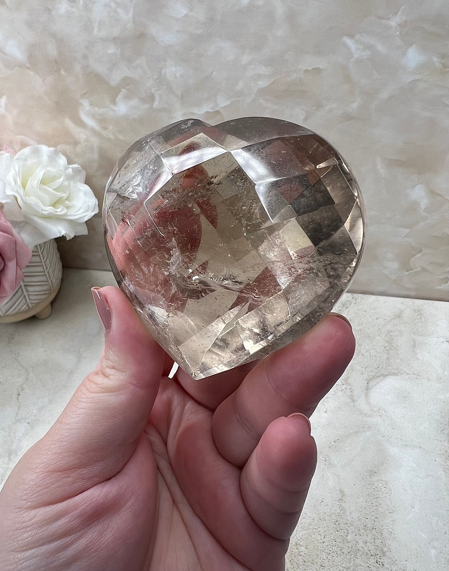 Faceted Smokey Quartz Heart from Brazil