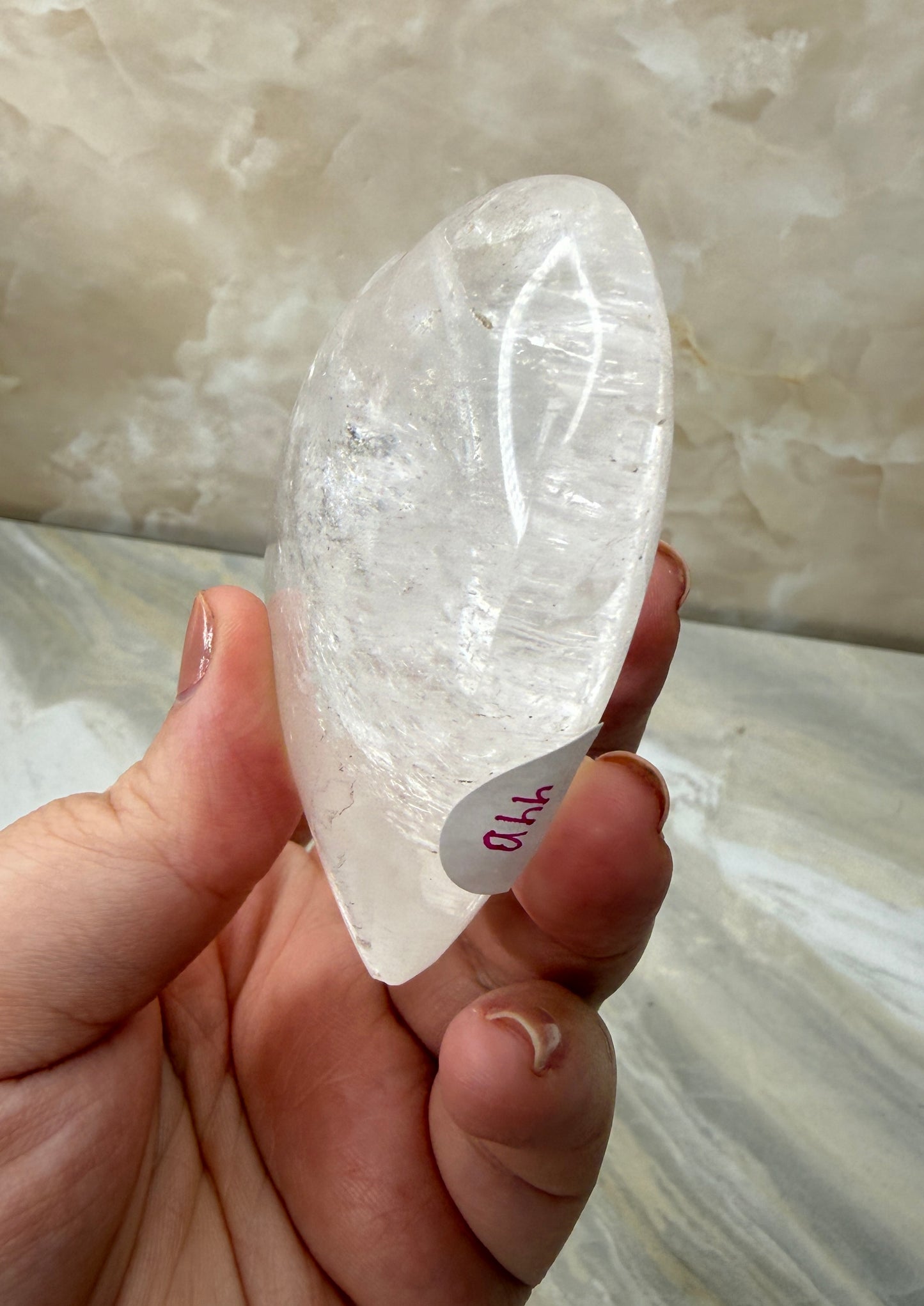 Clear Quartz Puffy Double Heart from Madagascar