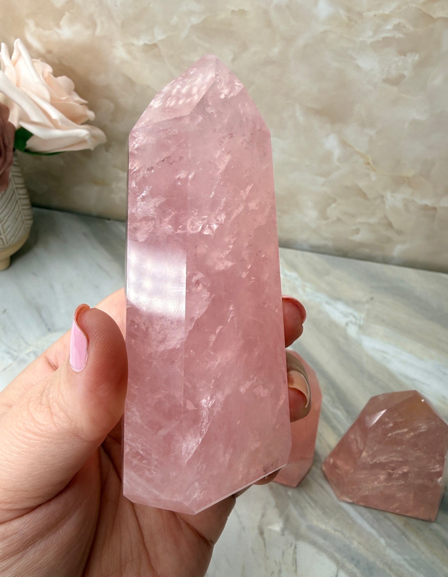 High Quality Rose Quartz Tower