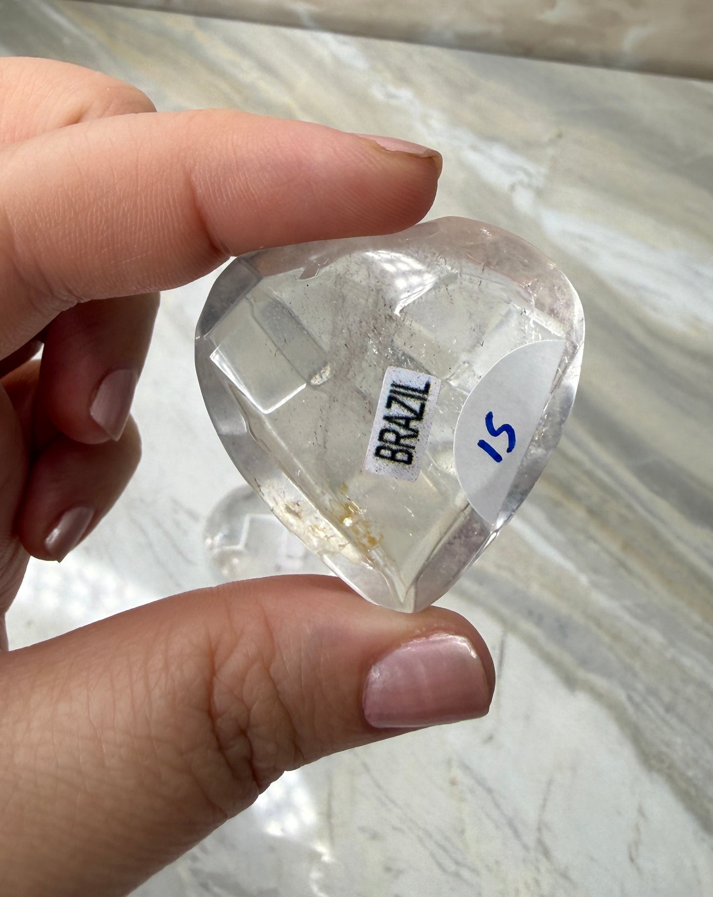 Clear Quartz Faceted Heart from Brazil
