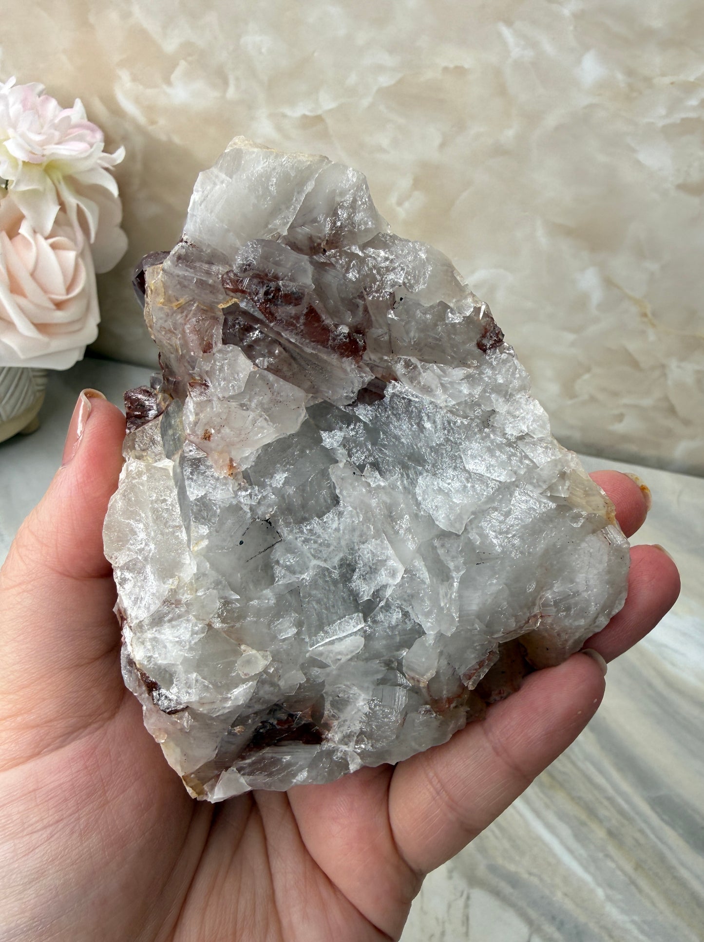 Red Hematite Quartz Cluster from Morocco