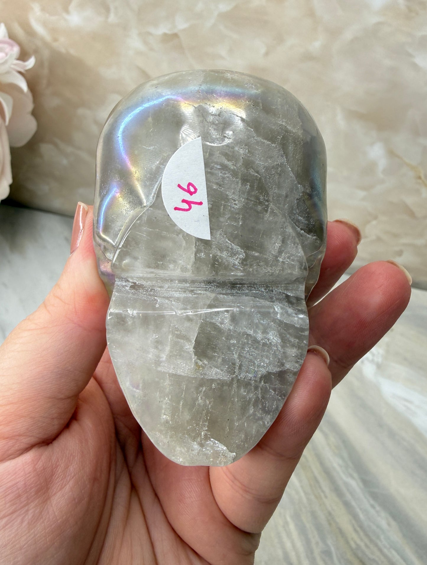 Angel Aura Smokey Quartz Skull