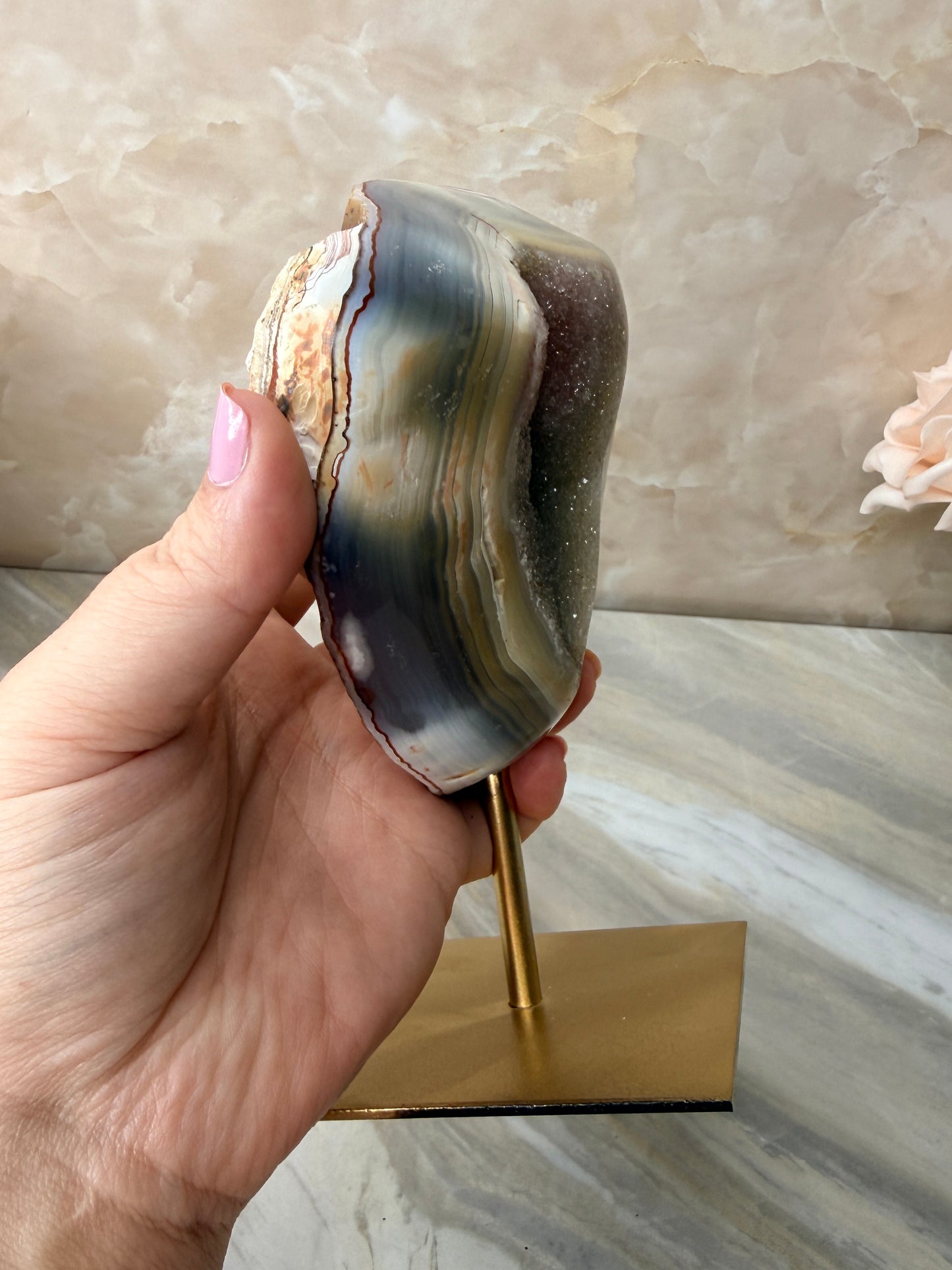 Druzy Agate on Stand