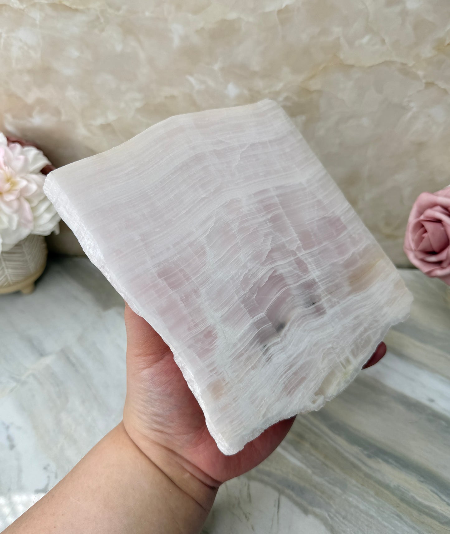 UV Reactive Pink Mangano Calcite Slab