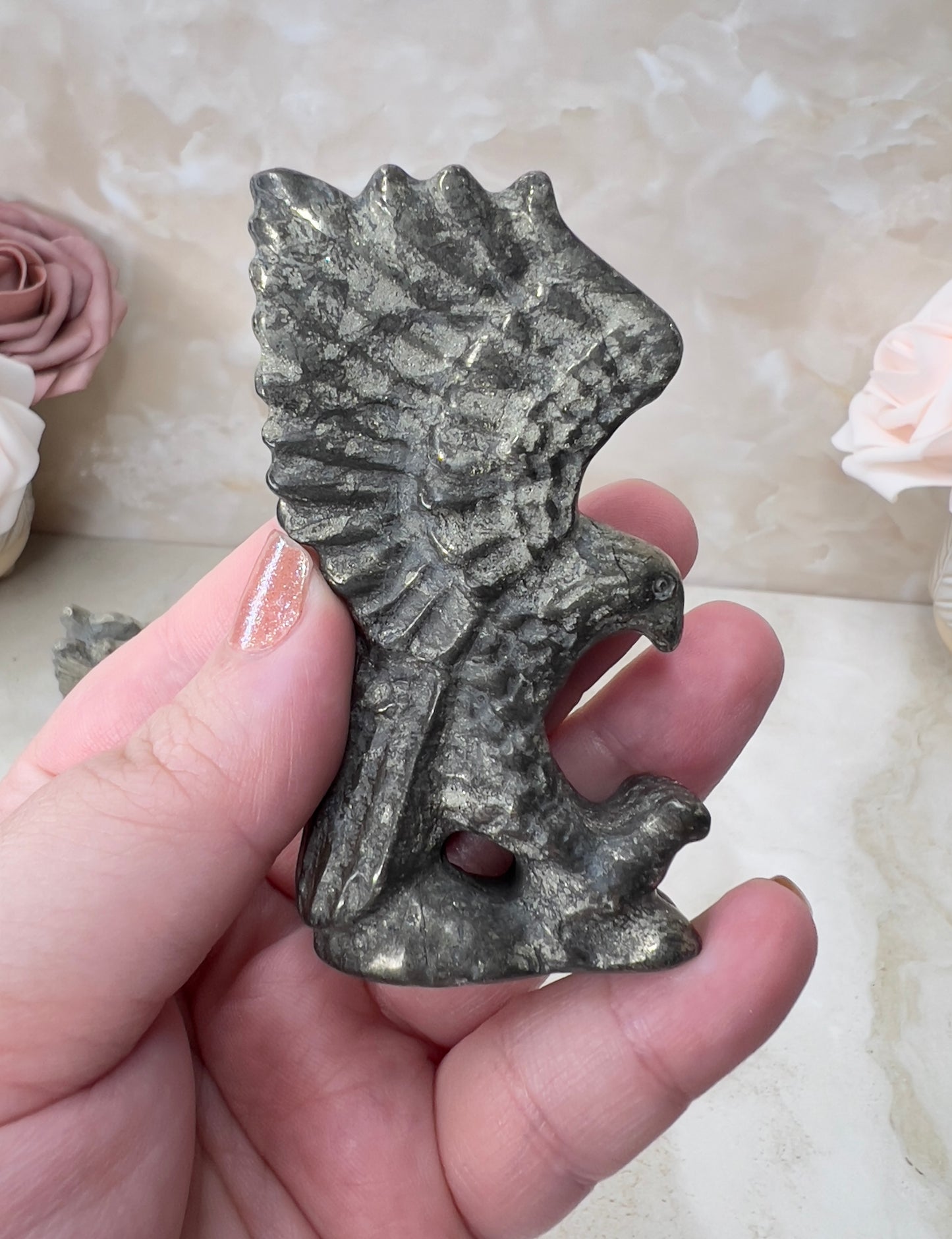 Pyrite Eagle Carving