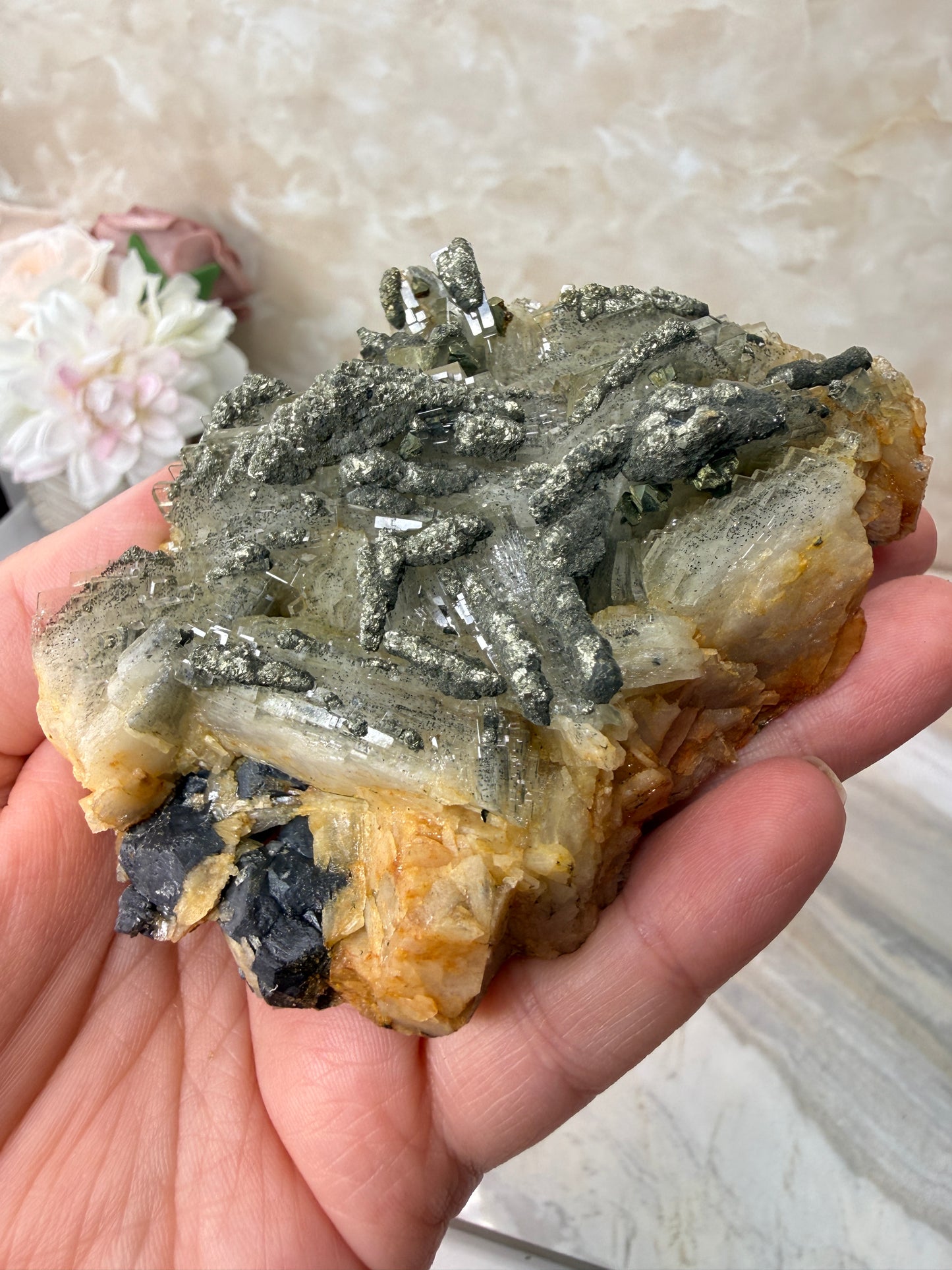 Barite with Pyrite Cluster from Morocco