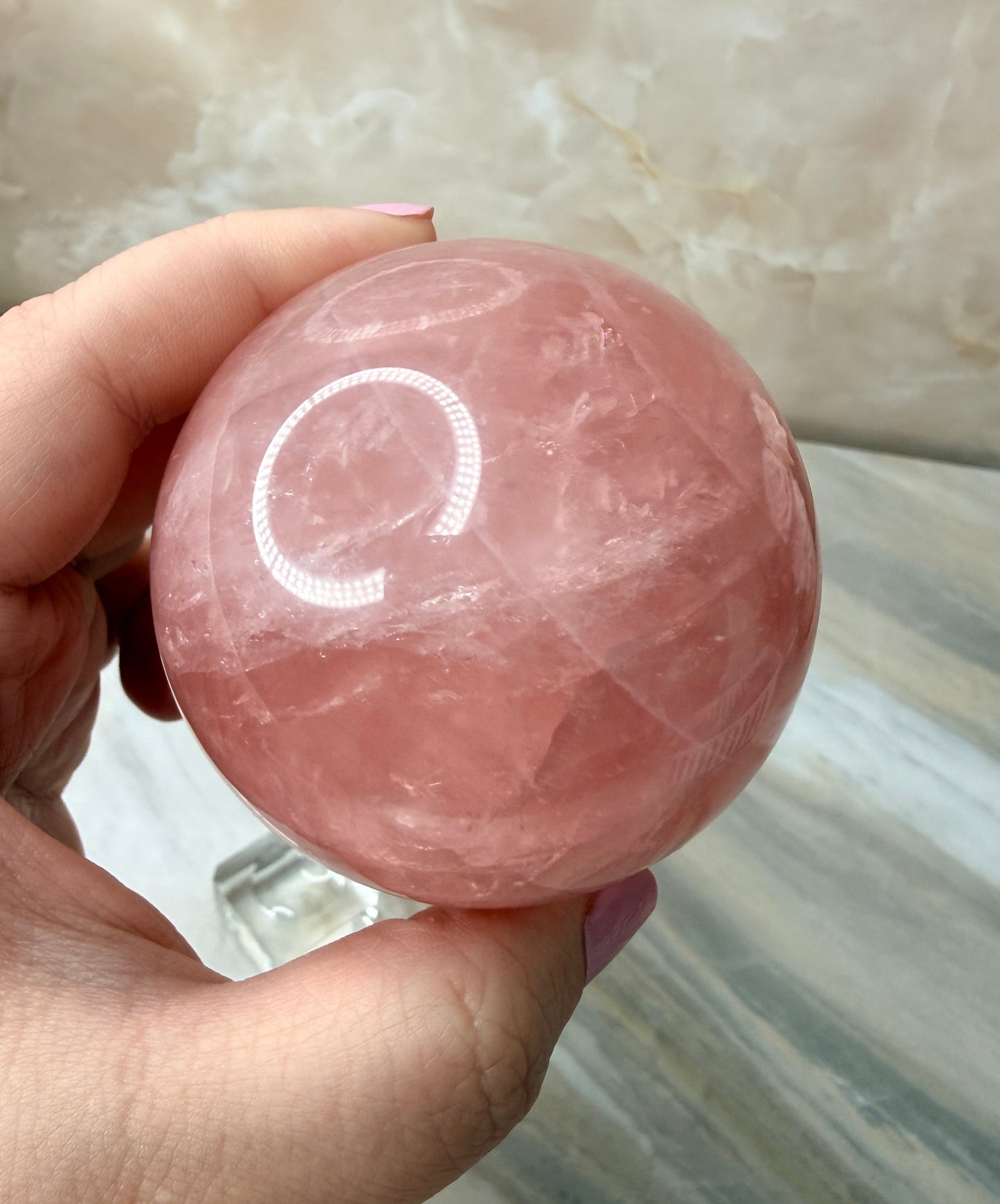 High Quality Star Rose Quartz Sphere 64mm
