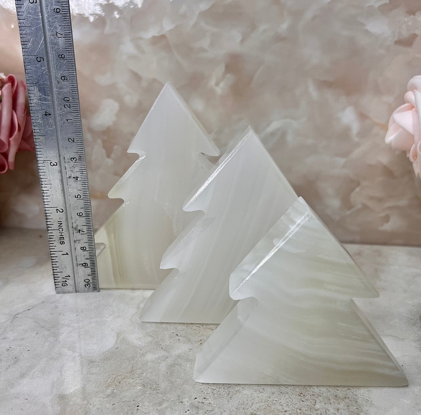 White Onyx Tree Set of 3