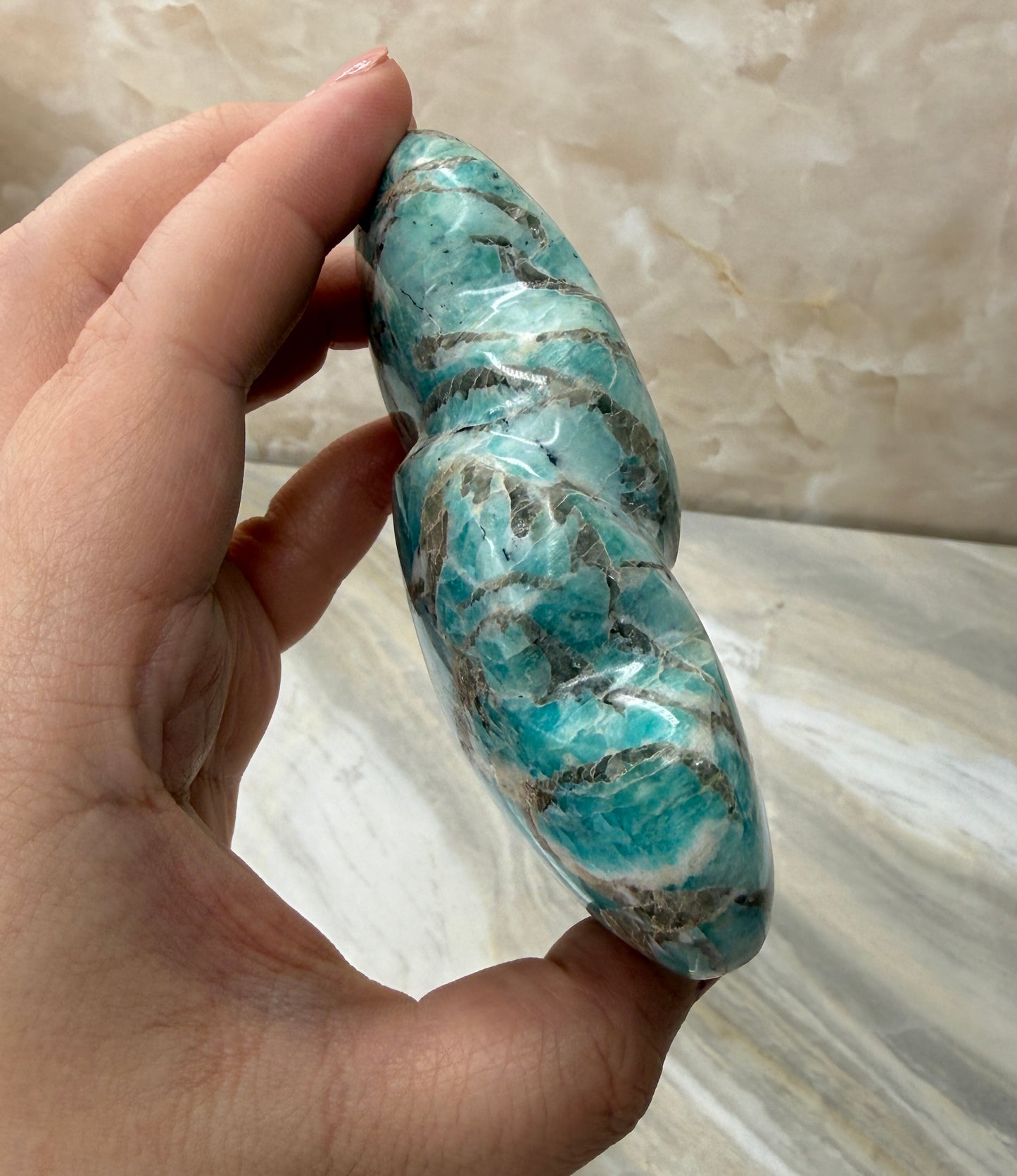 Amazonite Puffy Double Heart from Madagascar