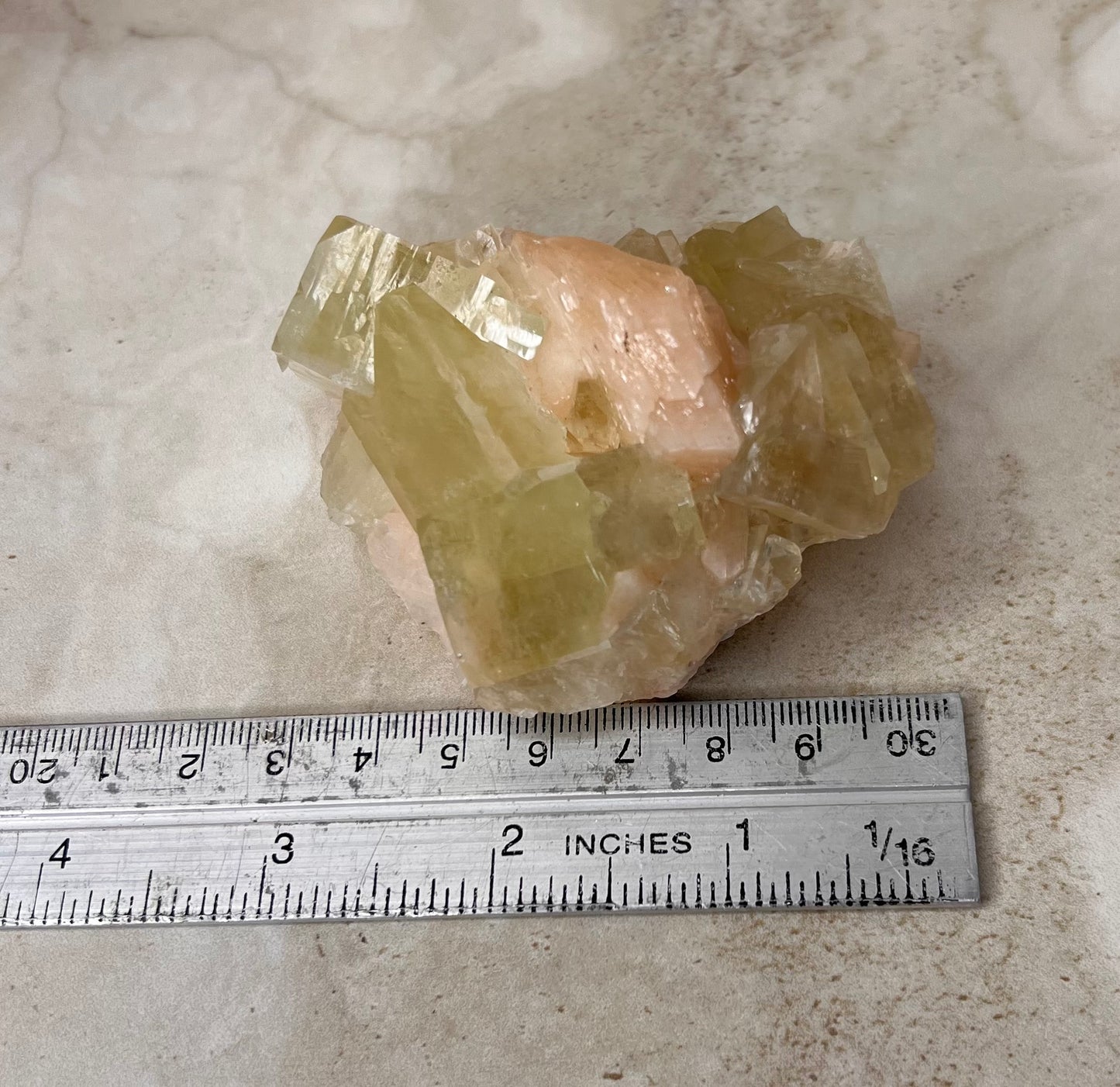 Green Apophyllite with Peach Stilbite