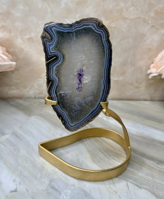 Amethyst & Agate Slab on Stand