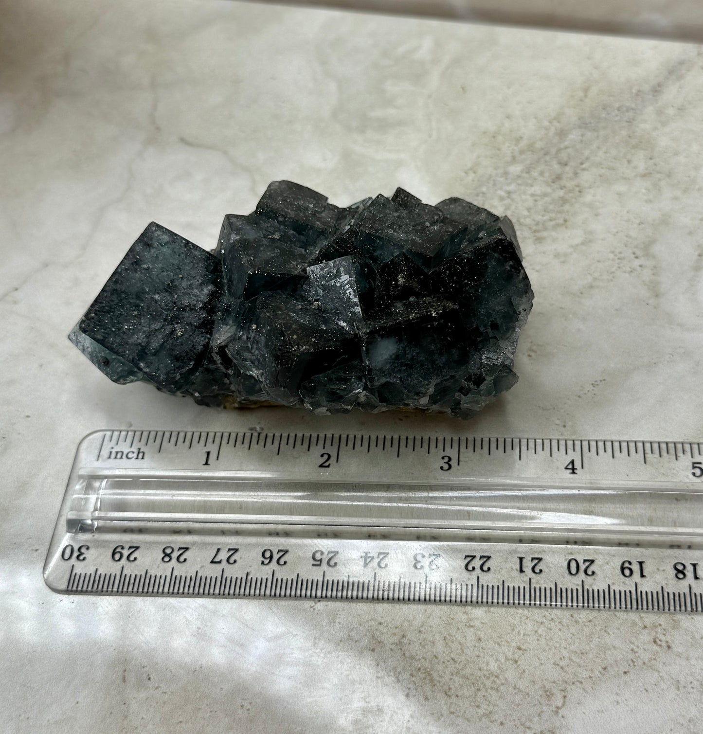 Blue & Green UV Reactive Fluorite with Pyrite - Nigeria