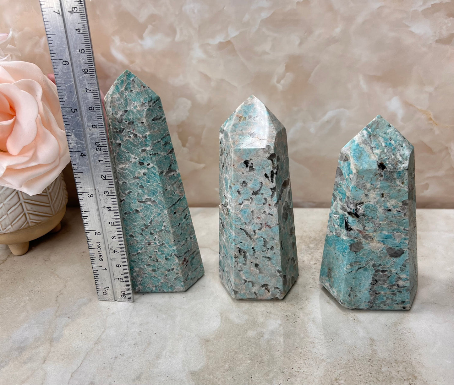 Amazonite & Smokey Quartz Tower