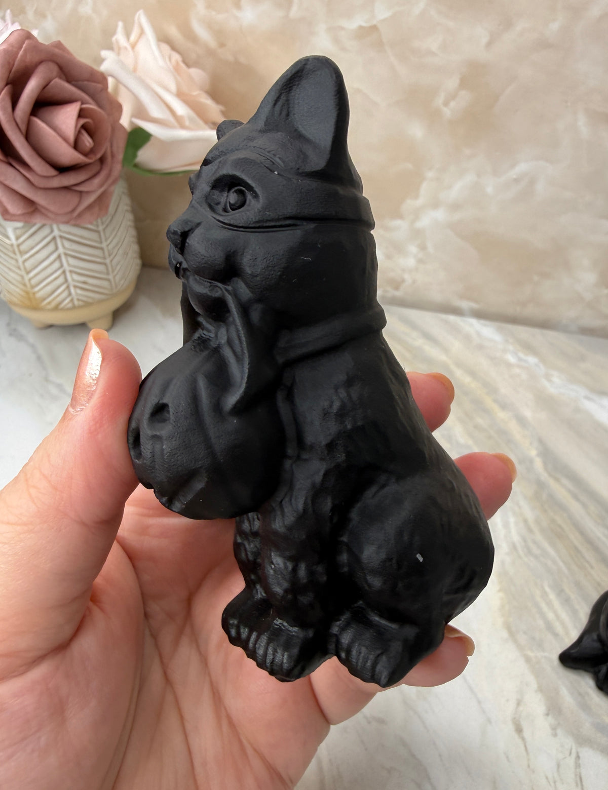 Obsidian Halloween Cat Carving