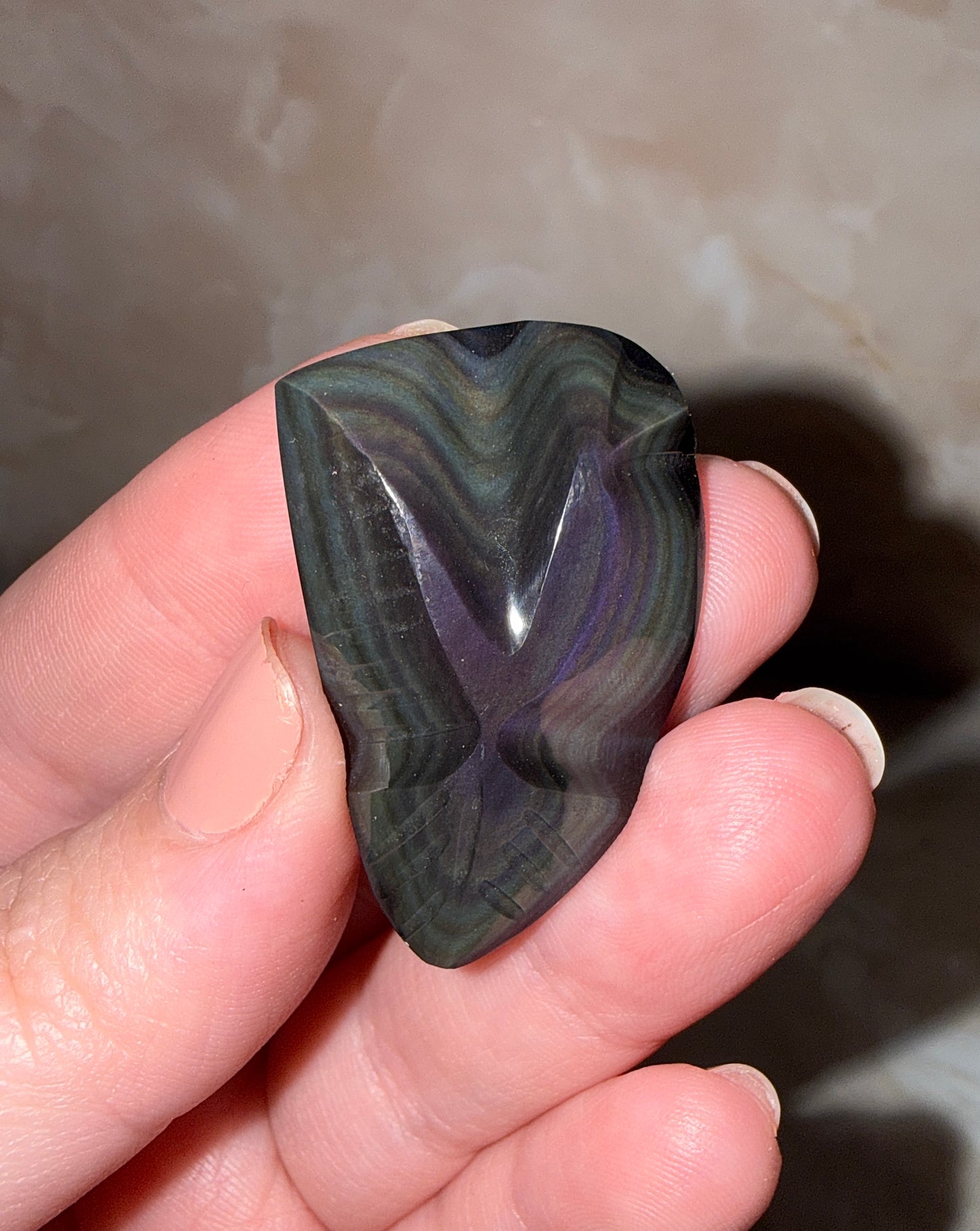 Mini Rainbow Obsidian Bird
